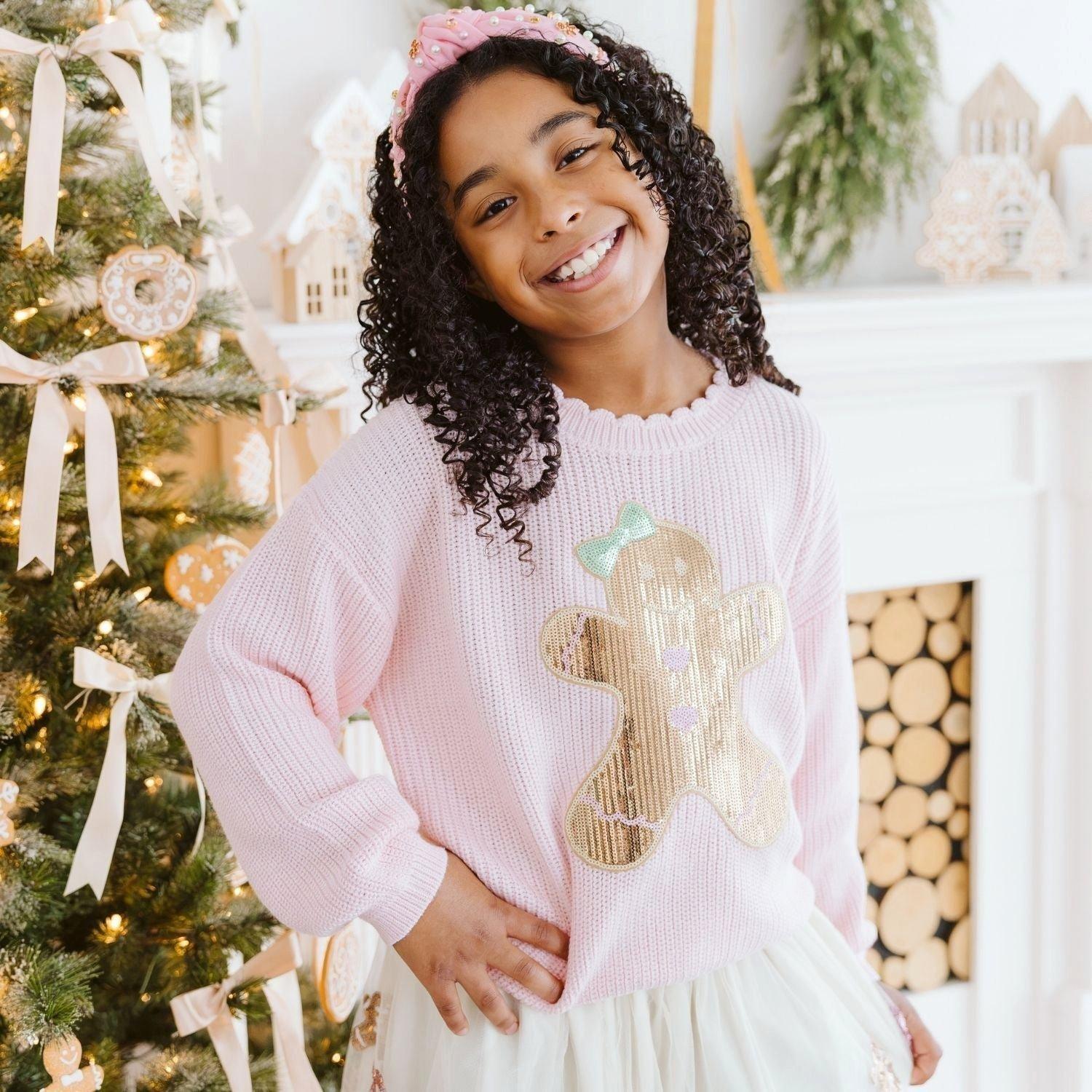 Gingerbread Sequin Patch Christmas Sweater image number 3