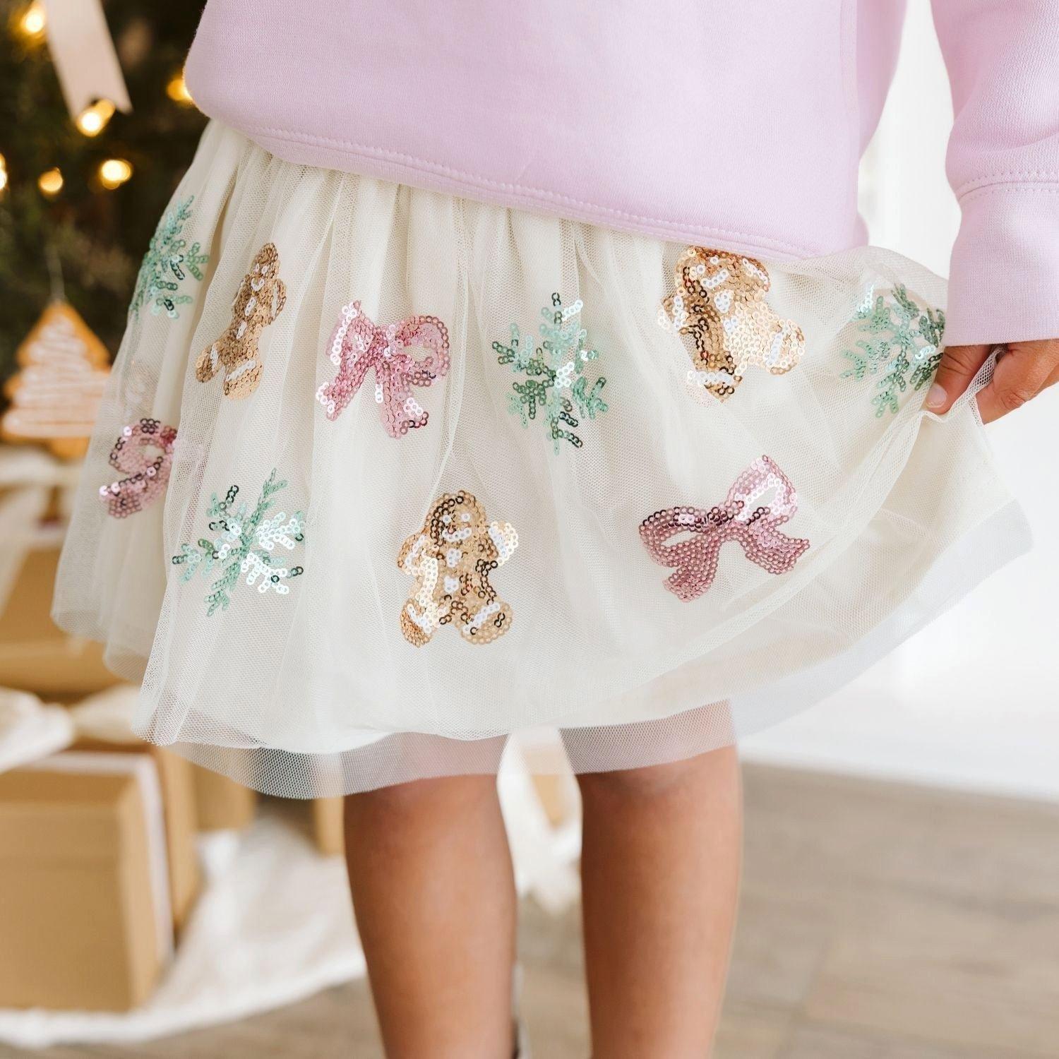 Gingerbread Sequin Christmas Tutu Skirt image number 2