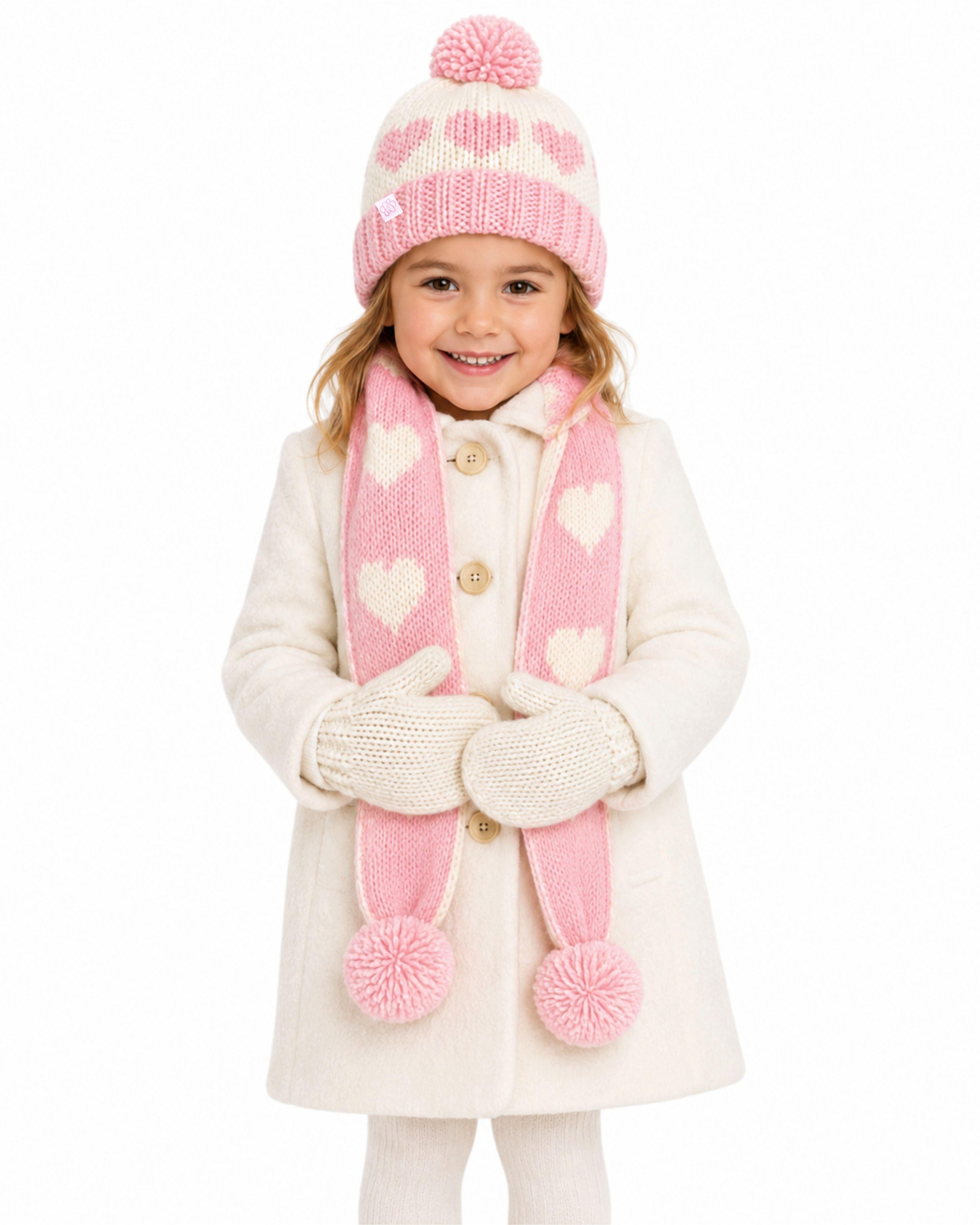 Hearts Scarf - Pink & Cream image number 1