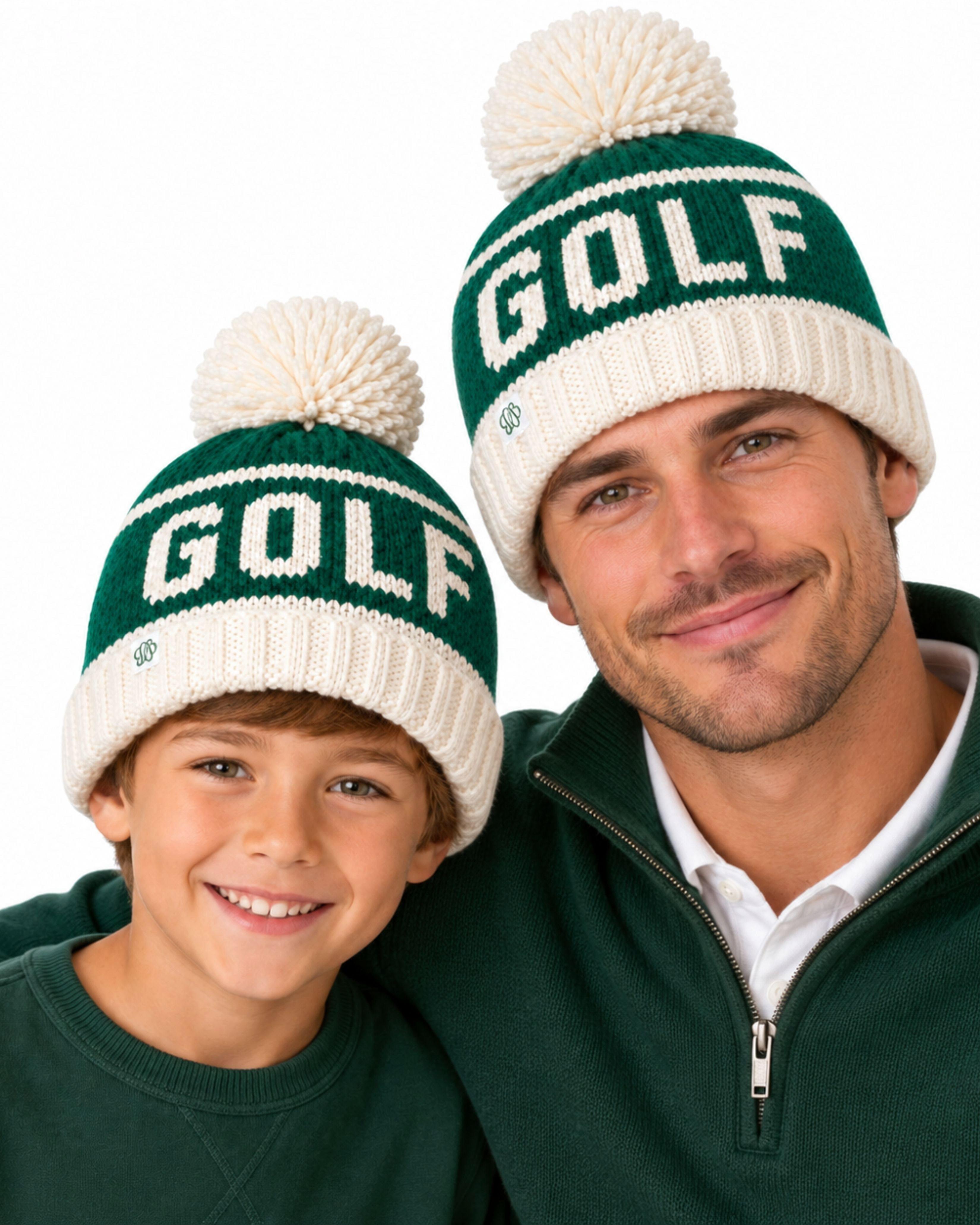 Golf Bobble Hat - Green & White image number 1