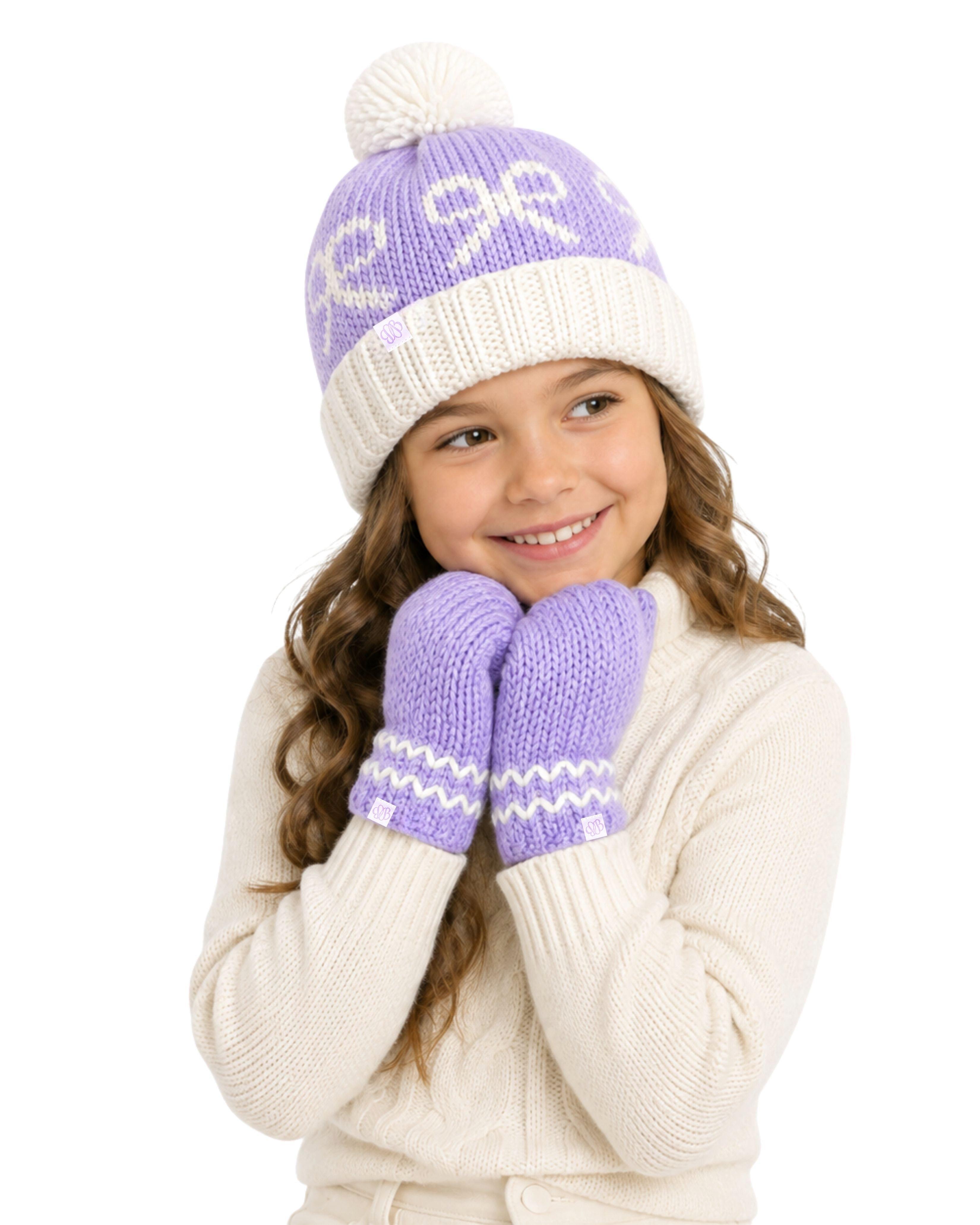 Classic Knit Mittens - Lavender image number 1