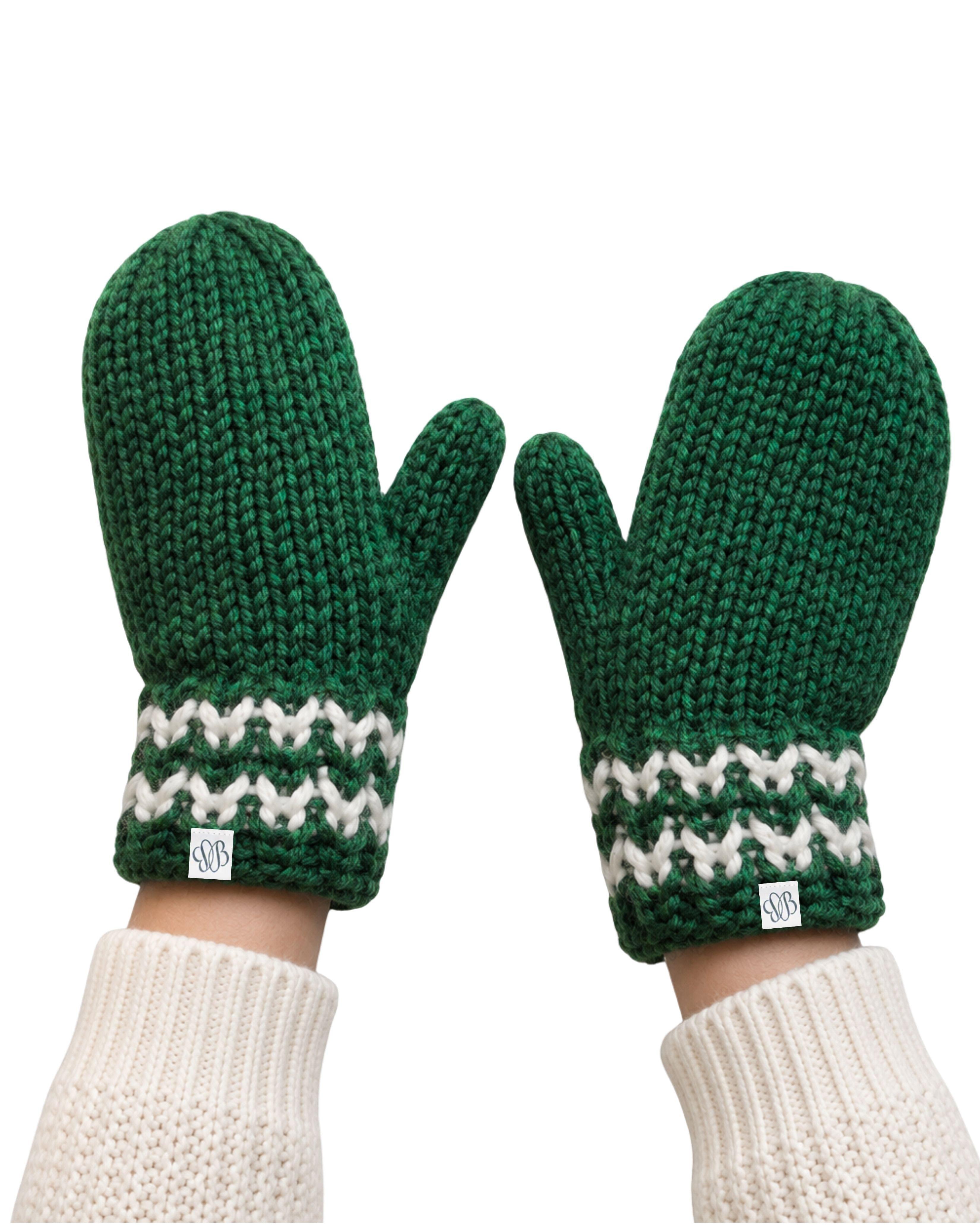 Classic Knit Mittens - Green image number 1