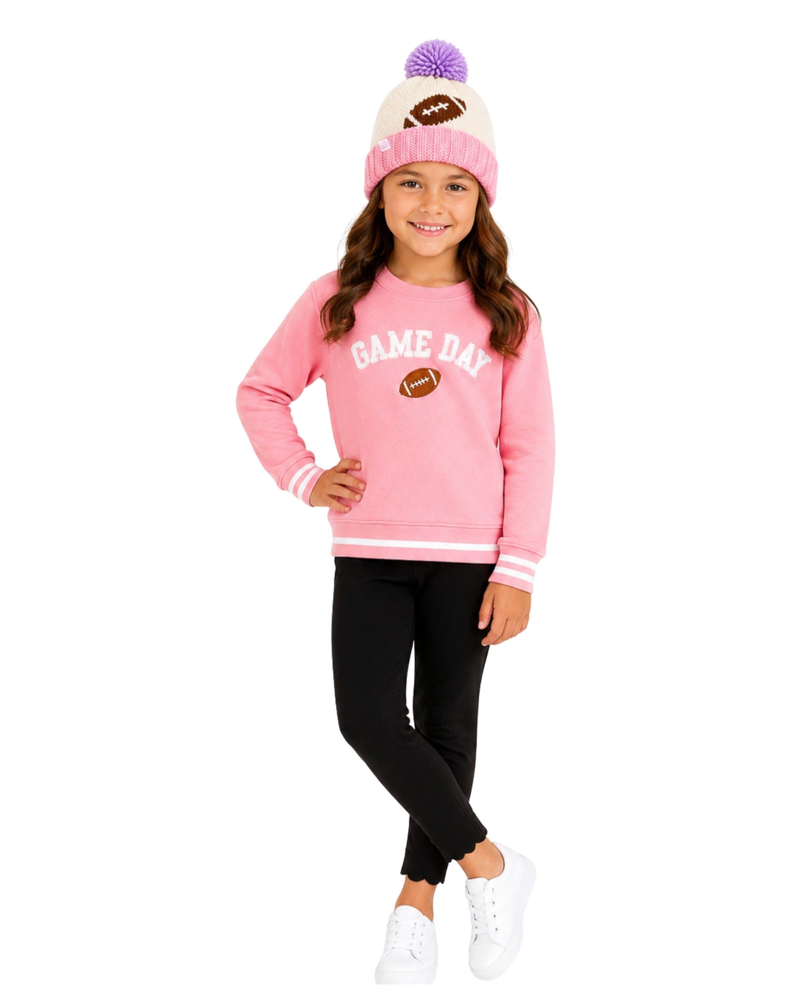 Football Bobble Hat - Pink & Lavender image number 3
