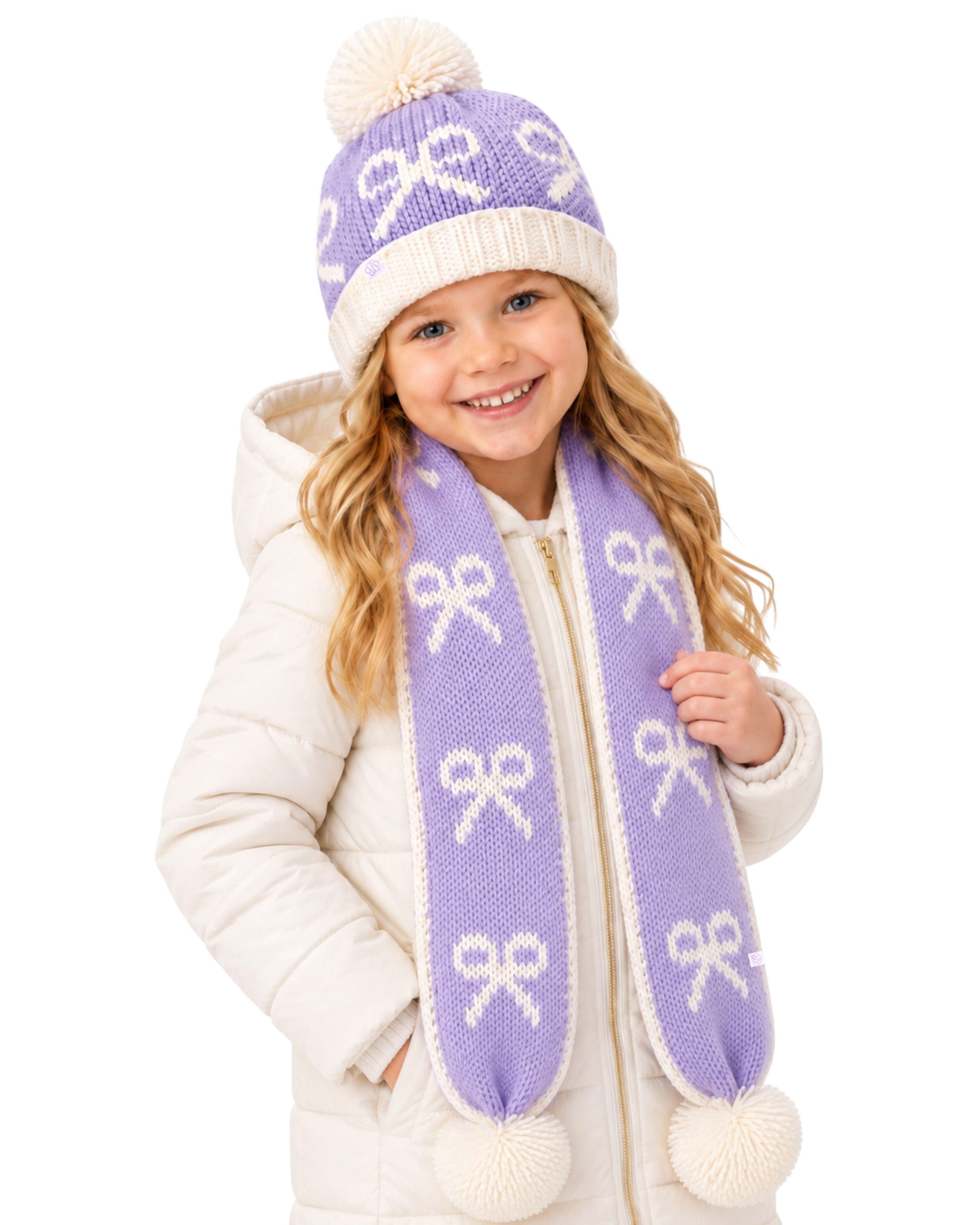 Bows Bobble Hat - Lavender image number 1