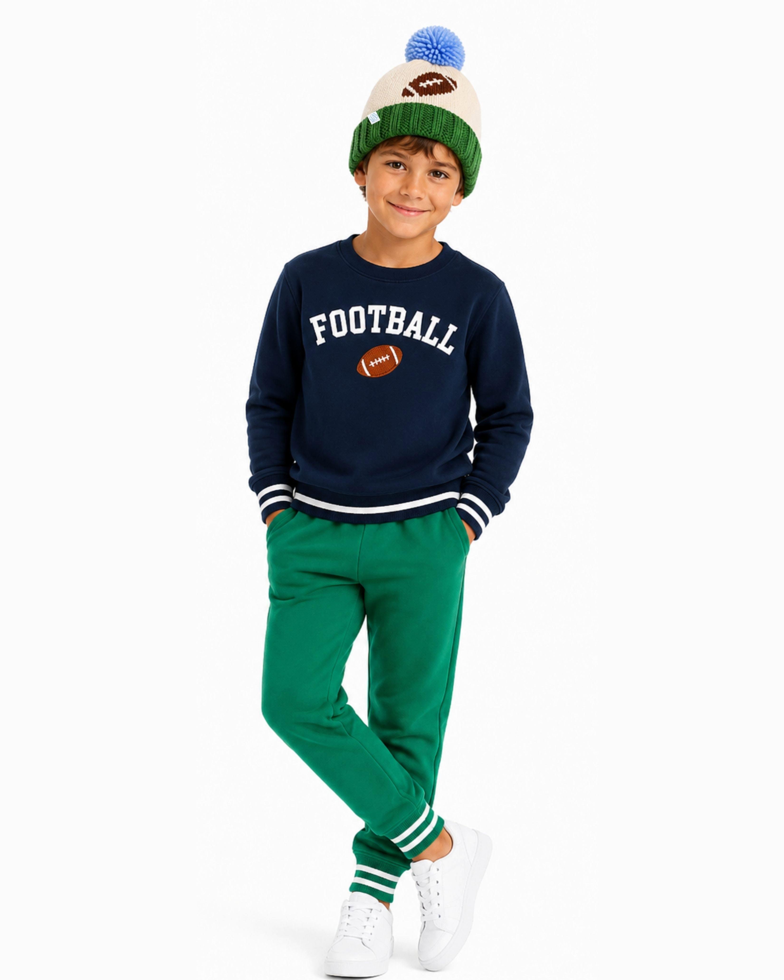 Football Bobble Hat - Green & Blue image number 2