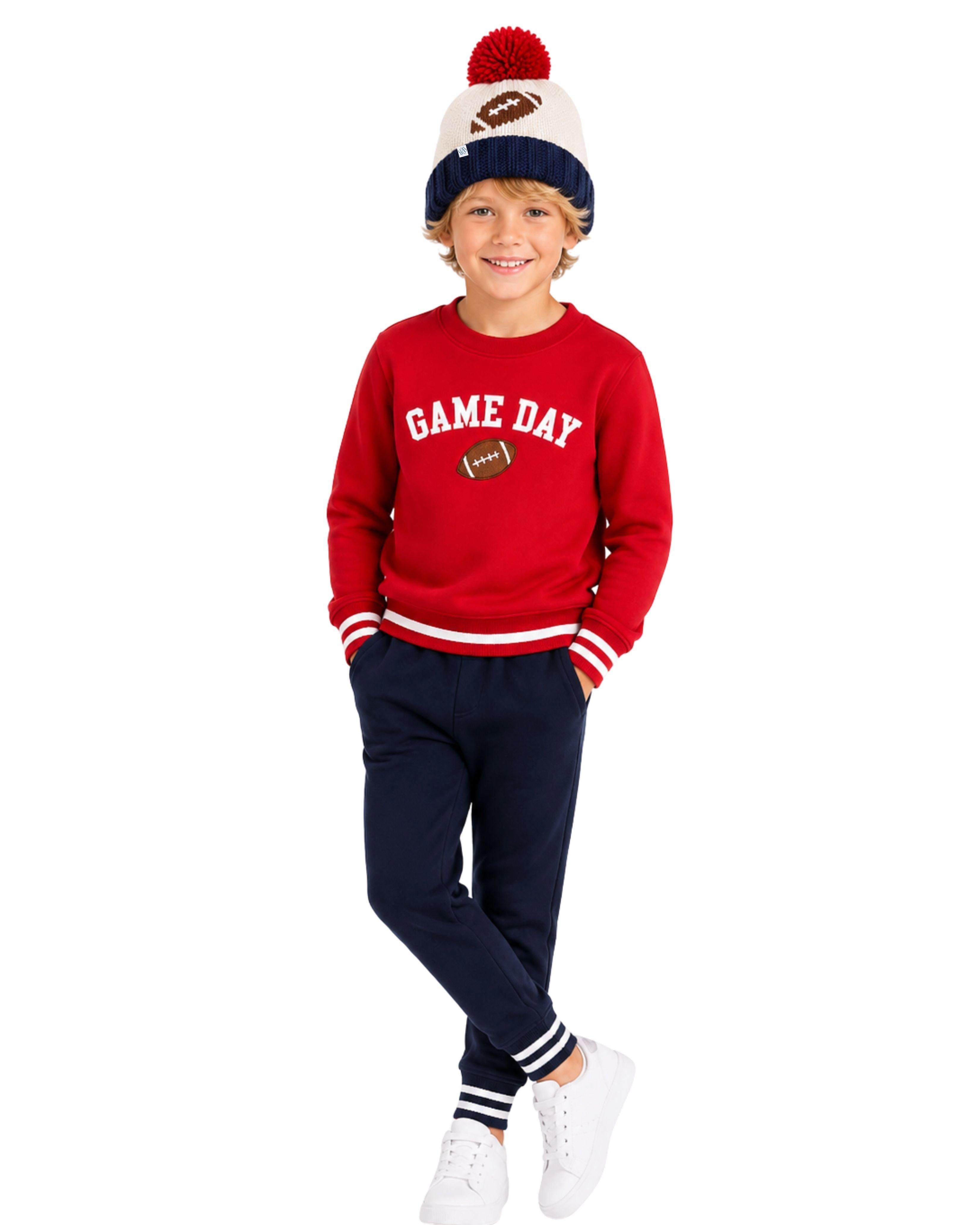 Football Bobble Hat - Navy & Red image number 3