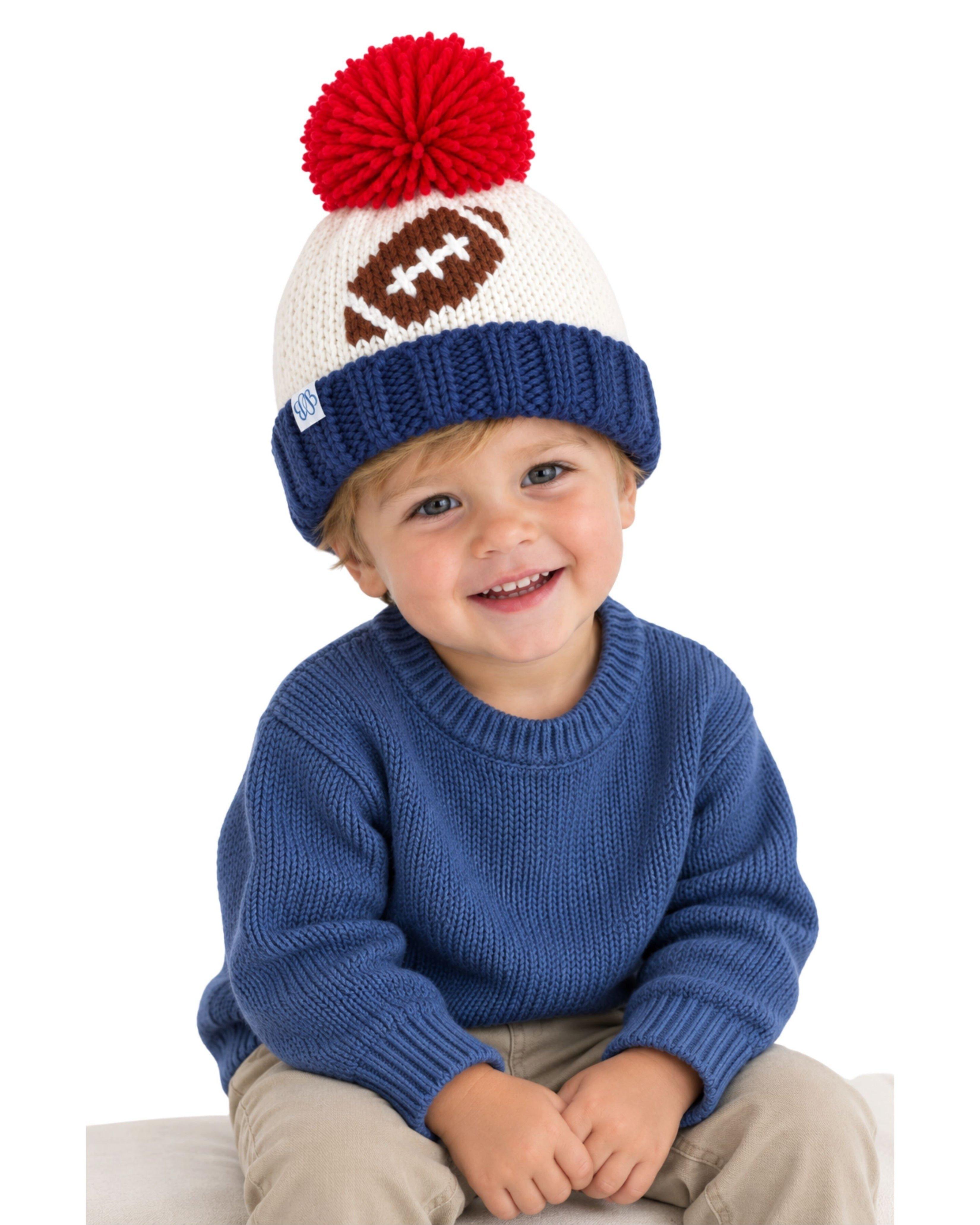 Football Bobble Hat - Navy & Red image number 1