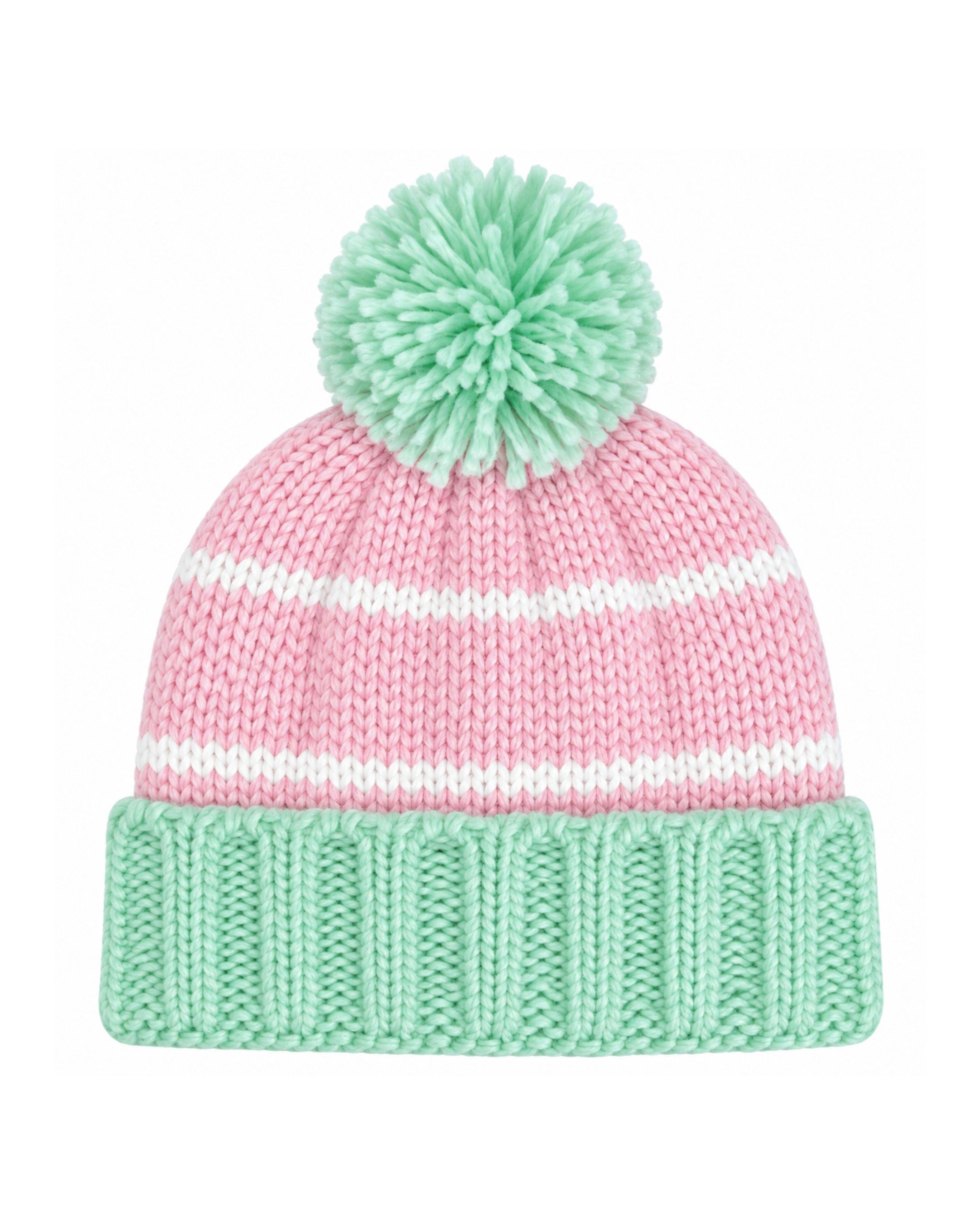 Golf Bobble Hat - Pink & Green image number 1
