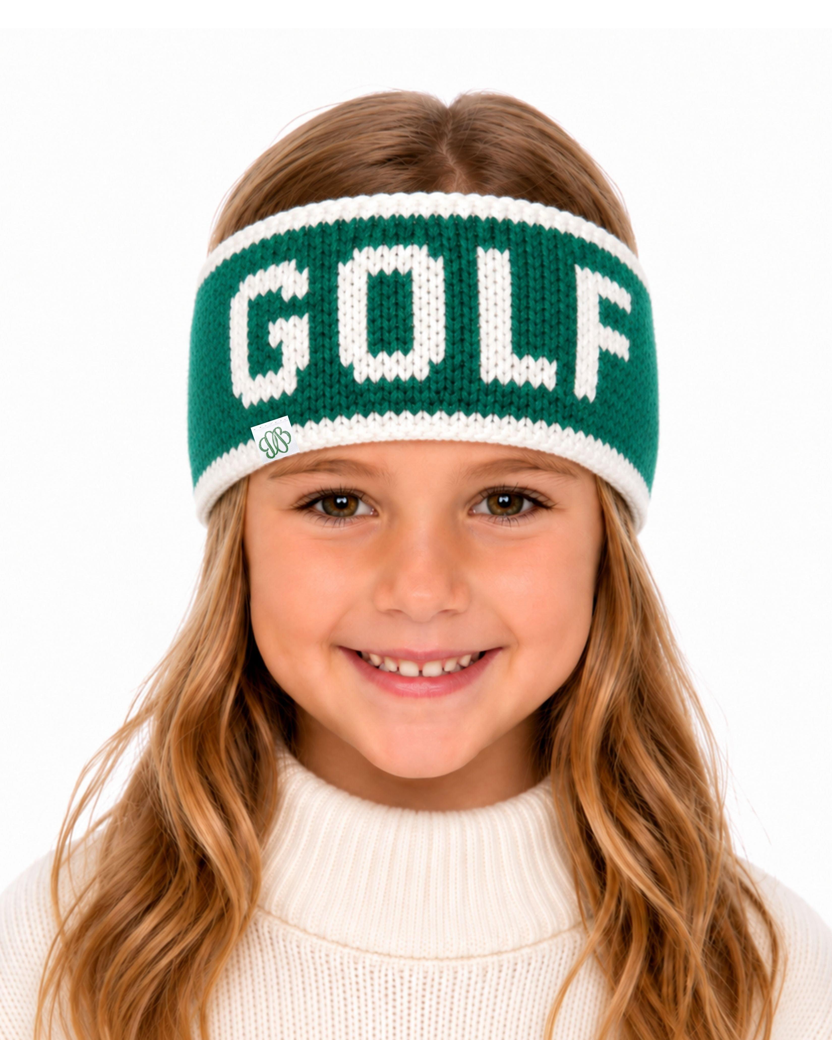 Adult Knit Golf Headband - Green & White image number 1
