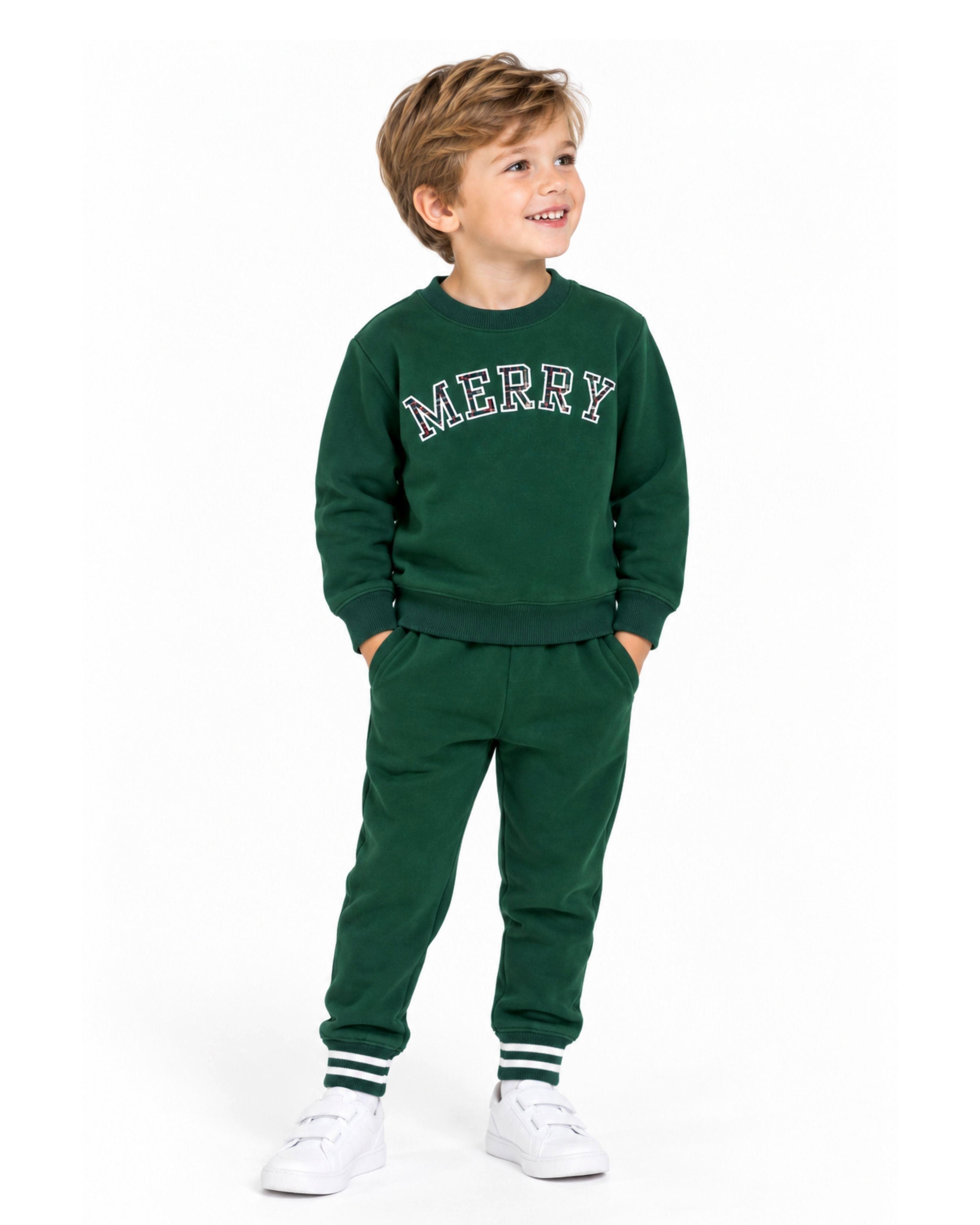 Green Merry Sweatshirt & Jogger Set image number 2