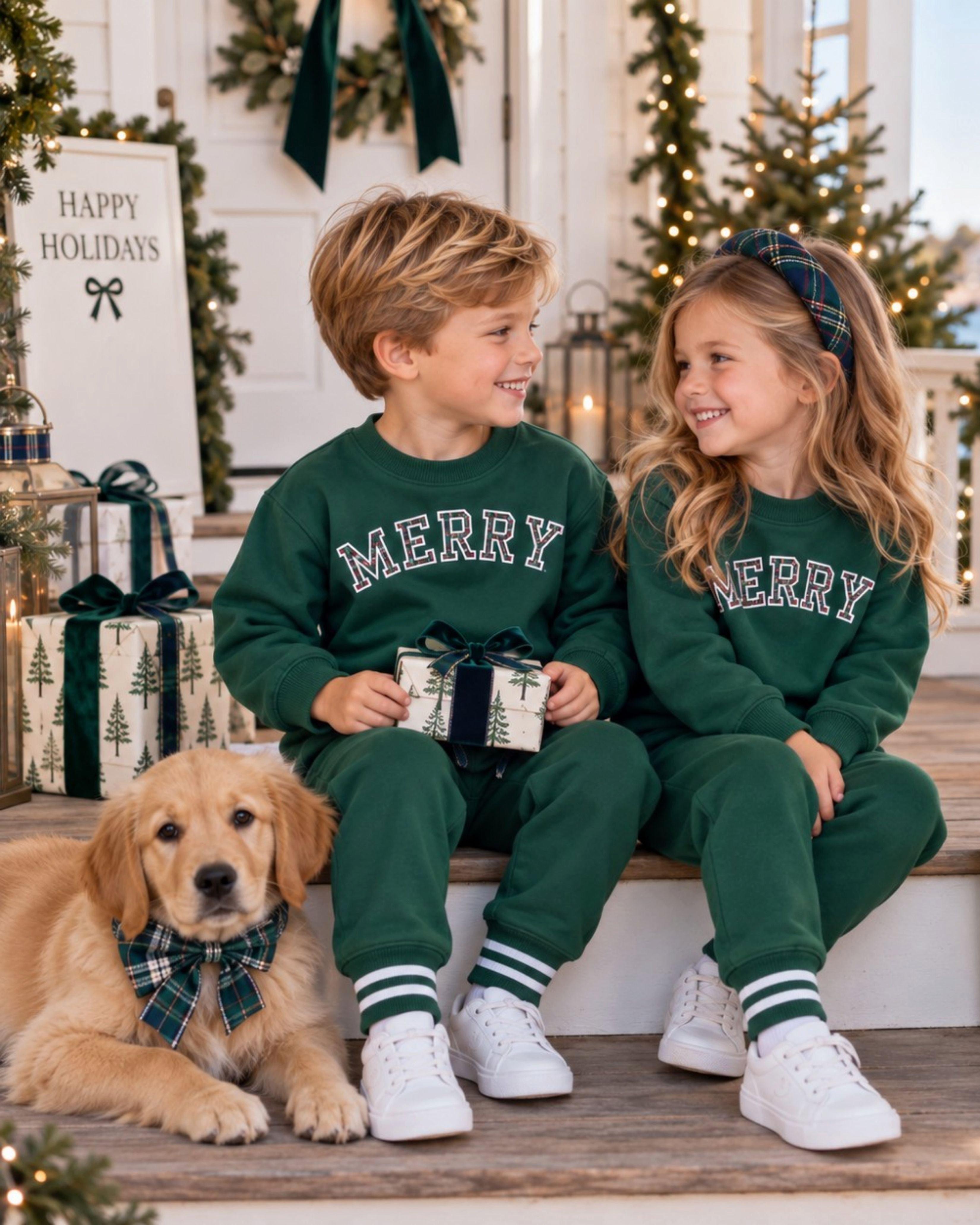 Green Merry Sweatshirt & Jogger Set image number 1