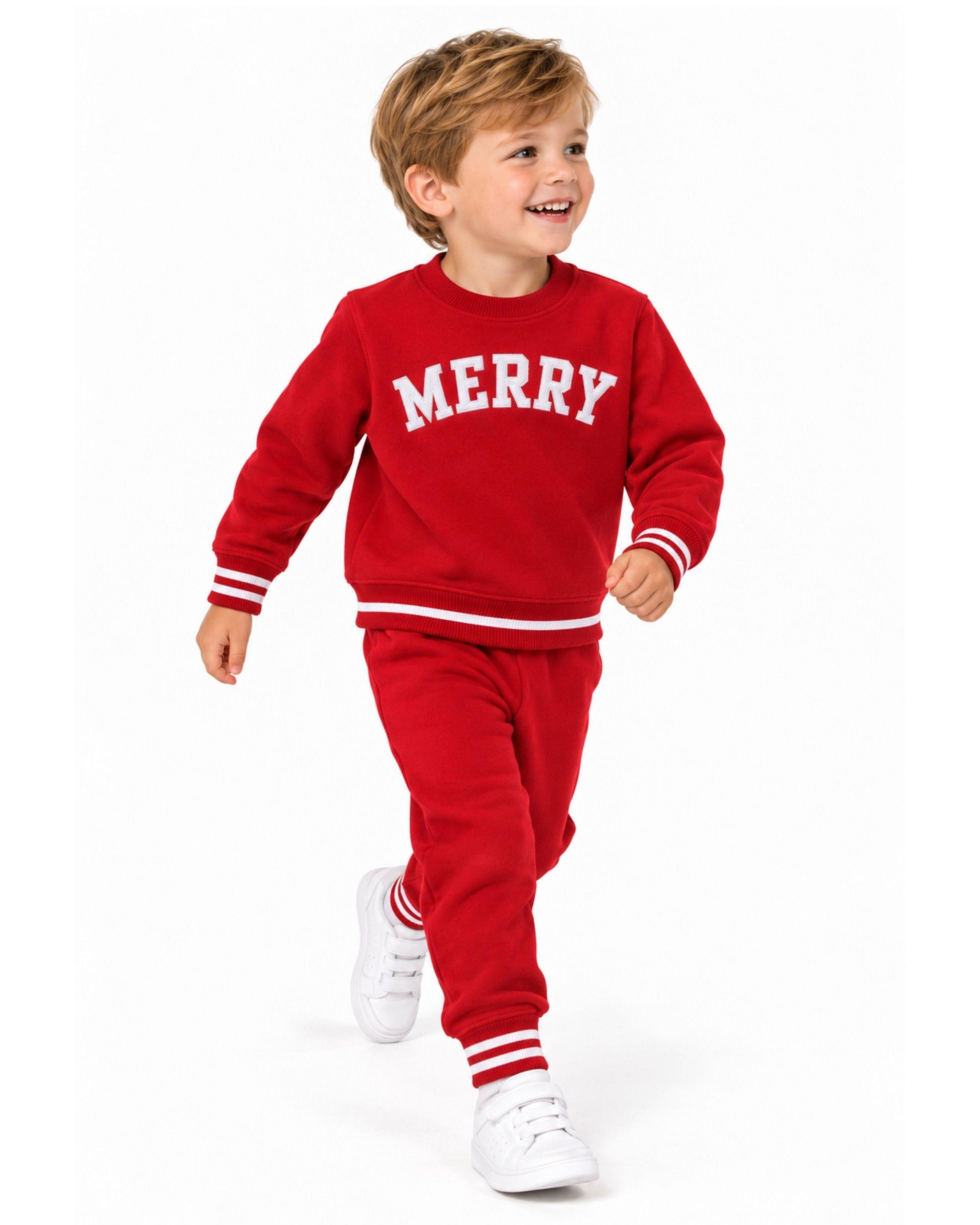 Red Merry Sweatshirt & Jogger Set image number 2