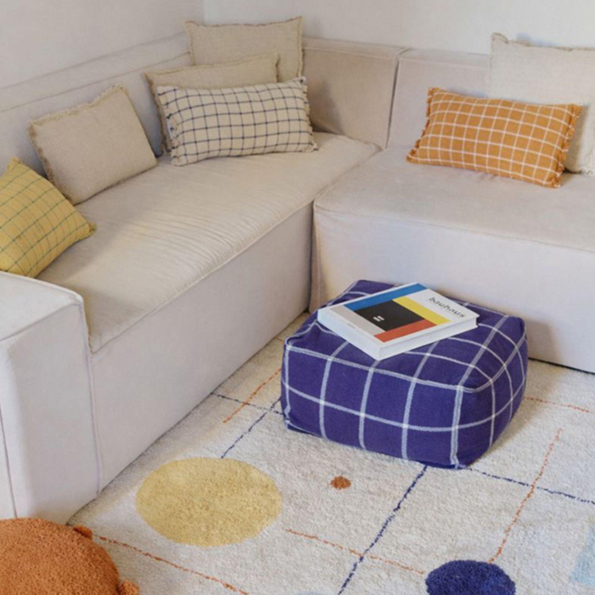 Pouf Geo Block Navy Blue image number 1