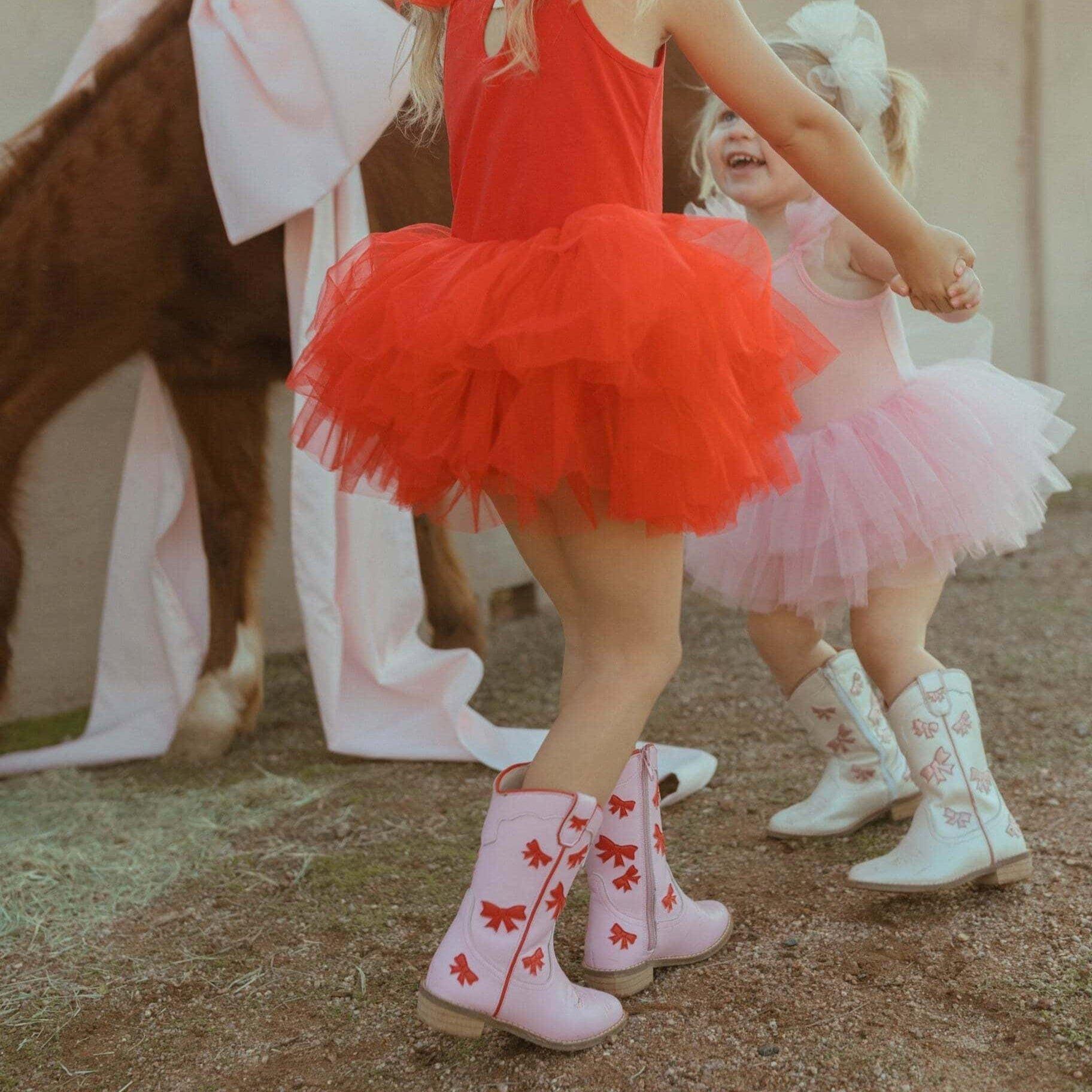 Cowgirl Red + Pink Bow Boots image number 2