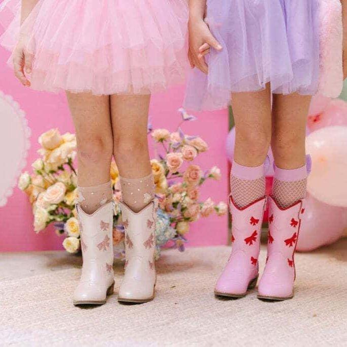 Cowgirl Red + Pink Bow Boots image number 1