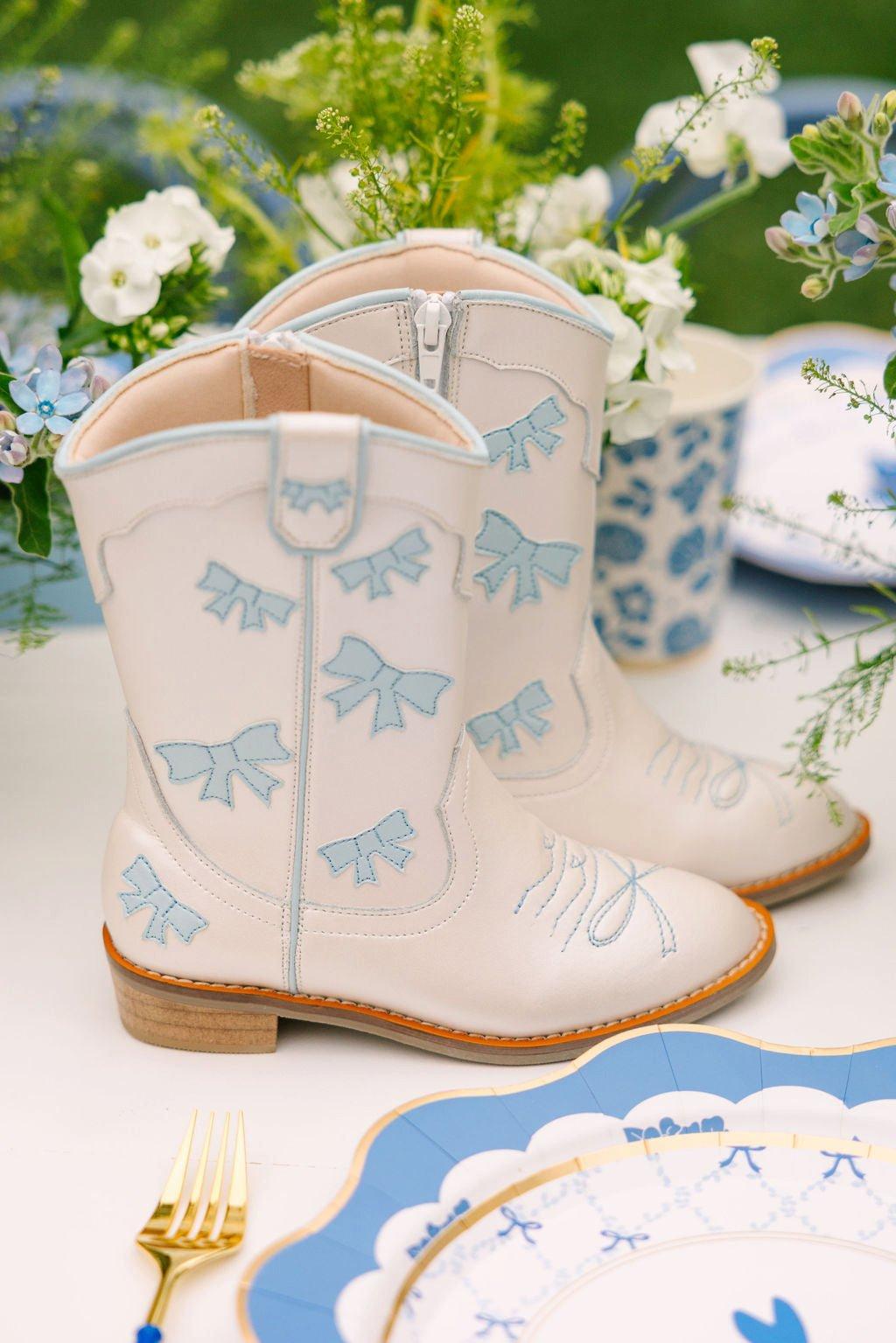 Cowgirl Baby Blue Bow Boots image number 1
