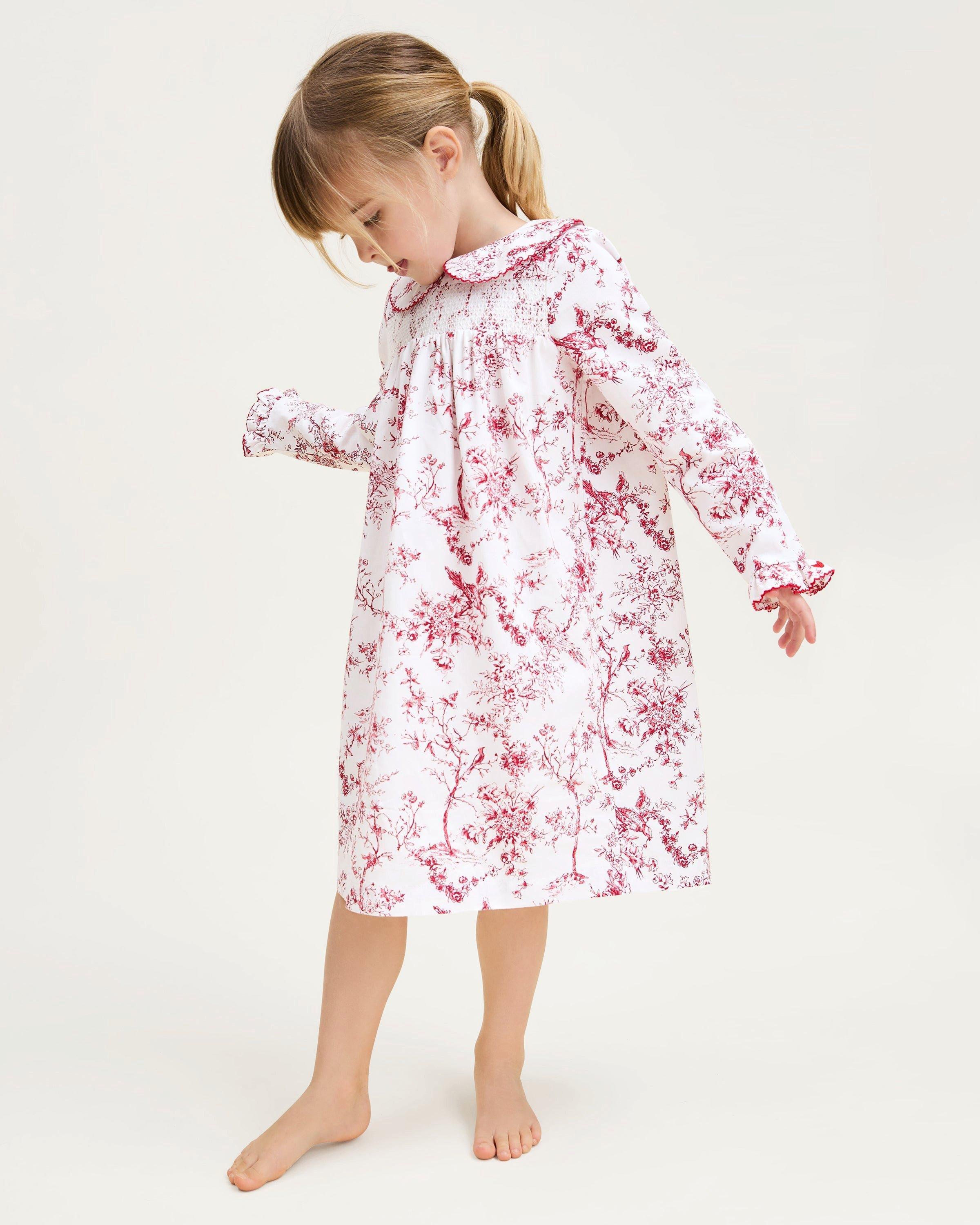 Girl's Twill Eloise Nightgown in Red Timeless Toile image number 3