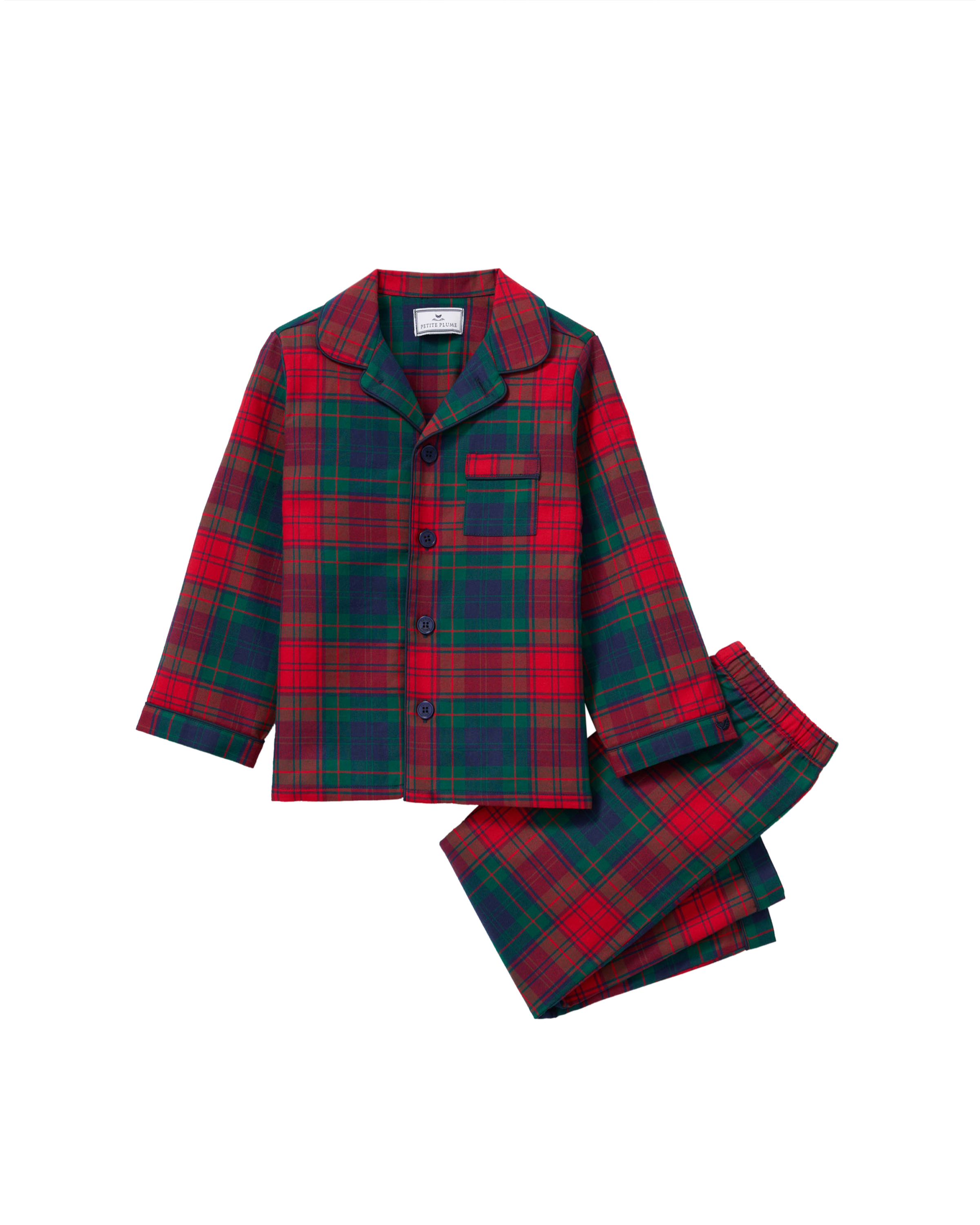 Kid's Brushed Twill Pajama Set in St. James Tartan image number 3