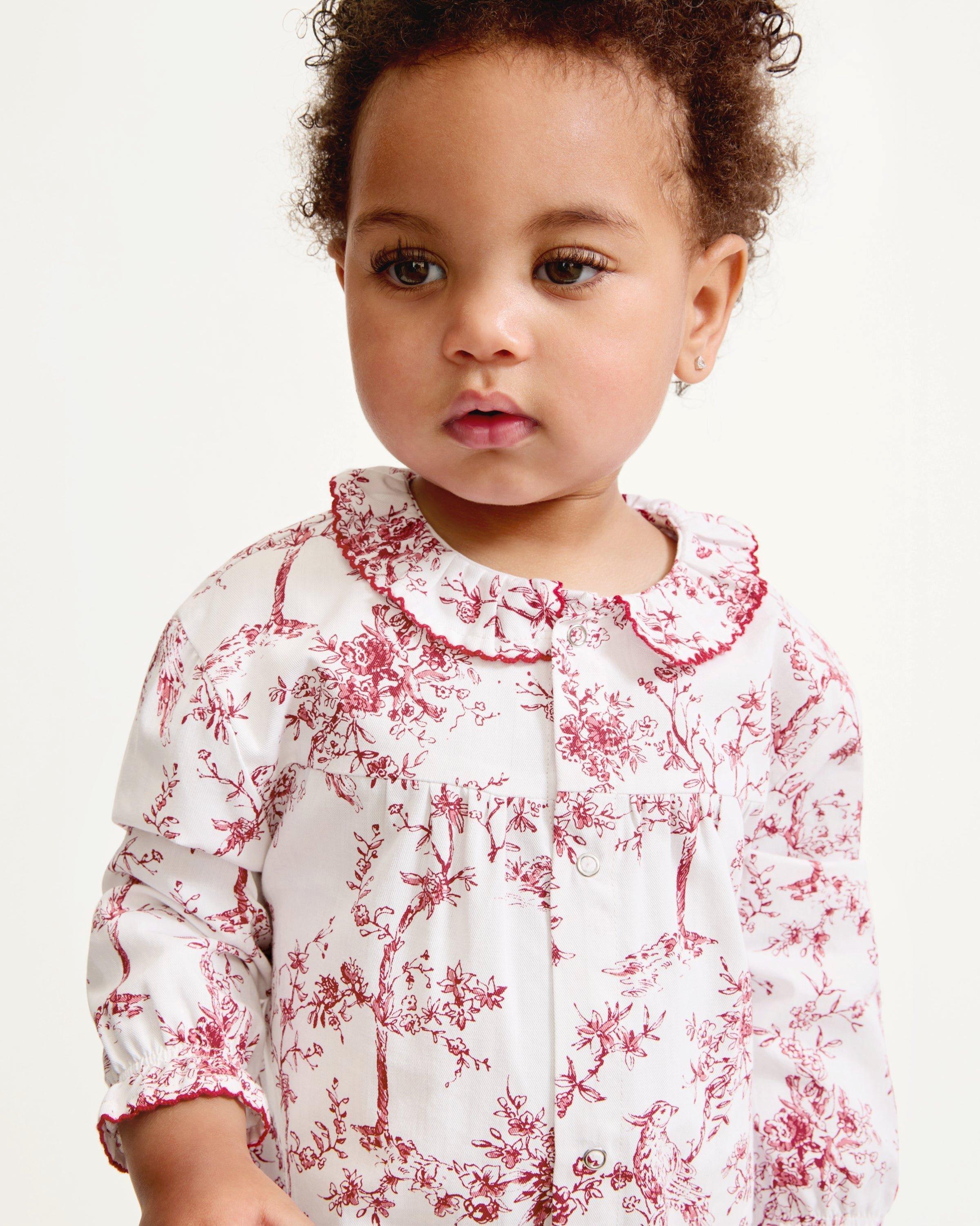 Baby's Twill Madeline Romper in Red Timeless Toile image number 2