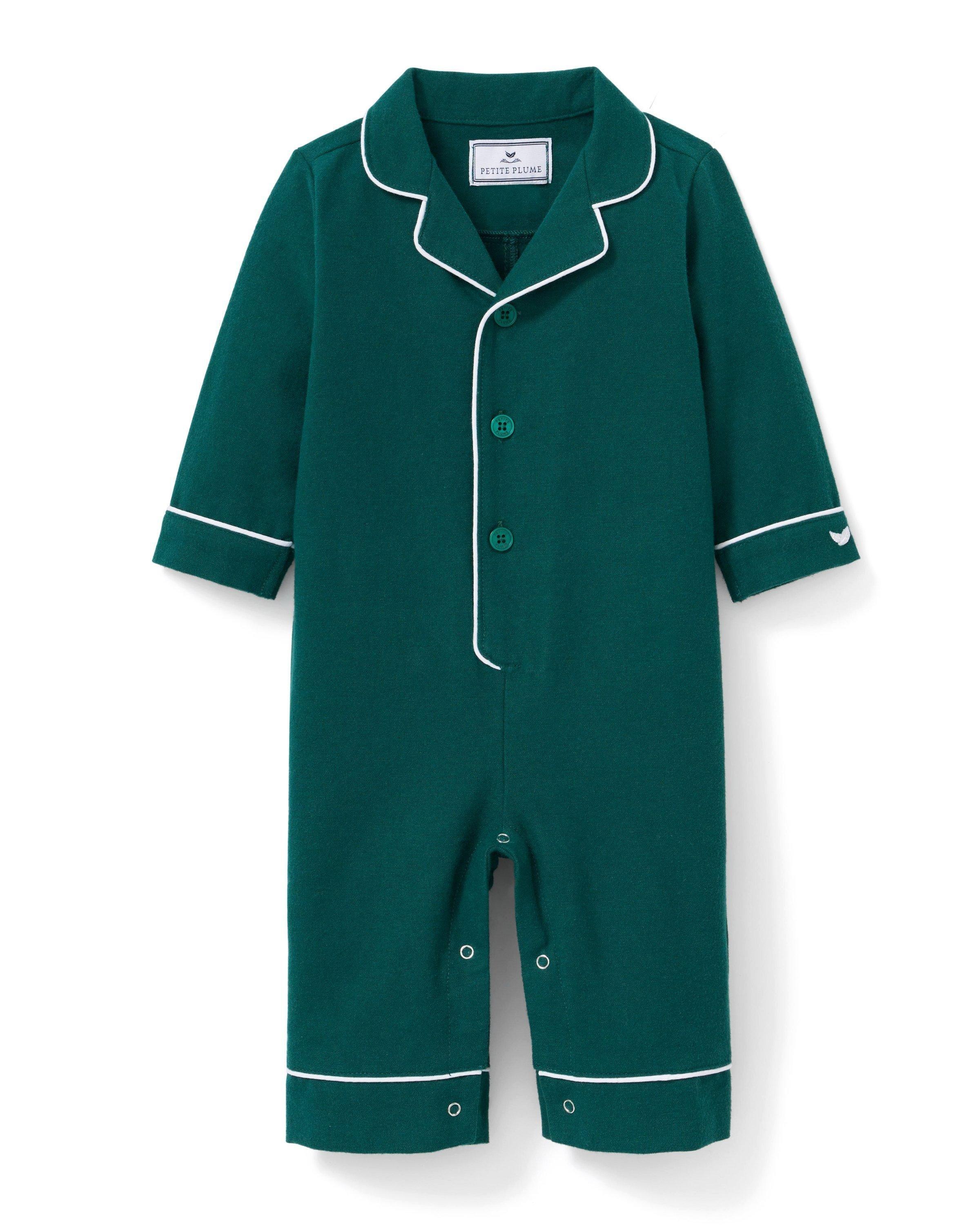 Baby's Flannel Classic Romper in Hunter Green image number 2