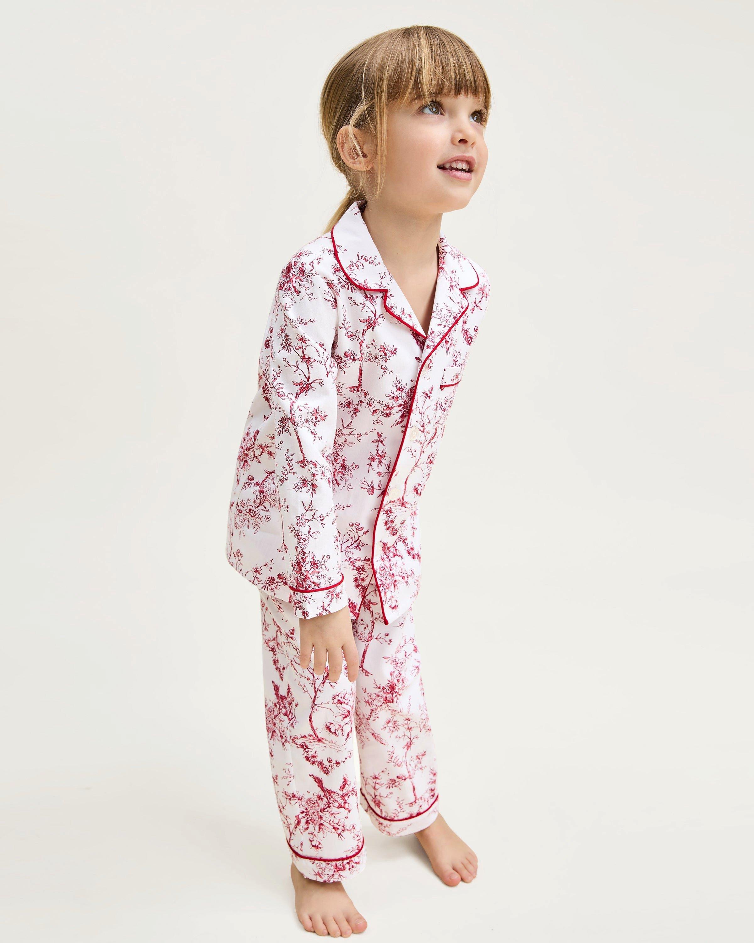 Kid's Twill Pajama Set in Red Timeless Toile image number 2