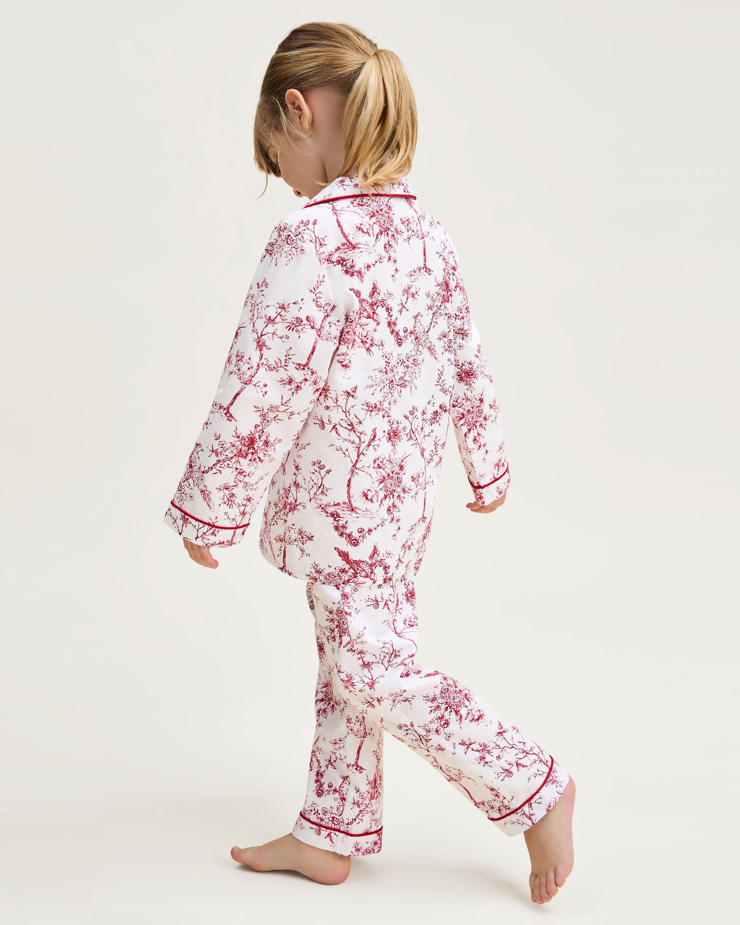 Kid's Twill Pajama Set in Red Timeless Toile image number 3