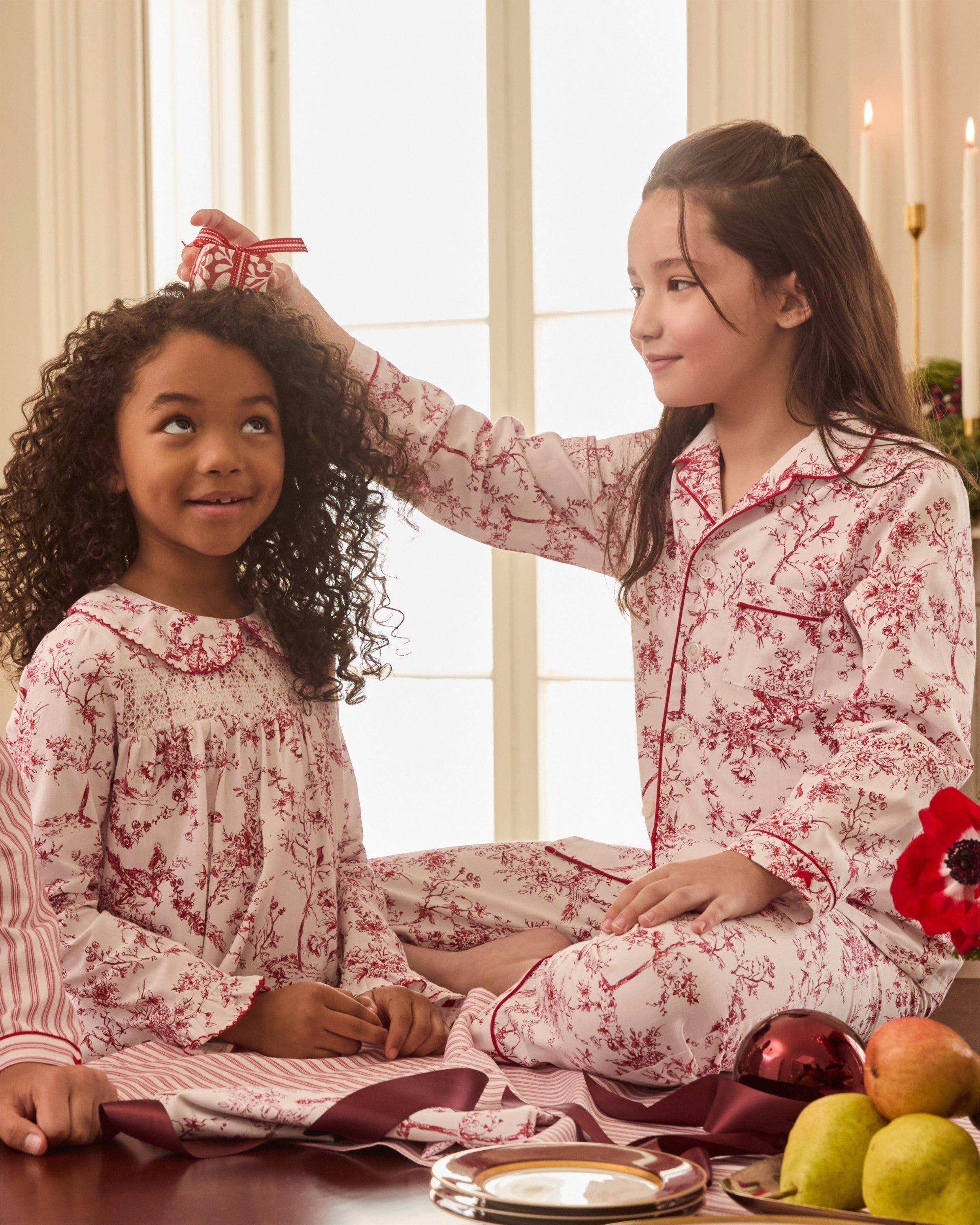 Kid's Twill Pajama Set in Red Timeless Toile image number 4