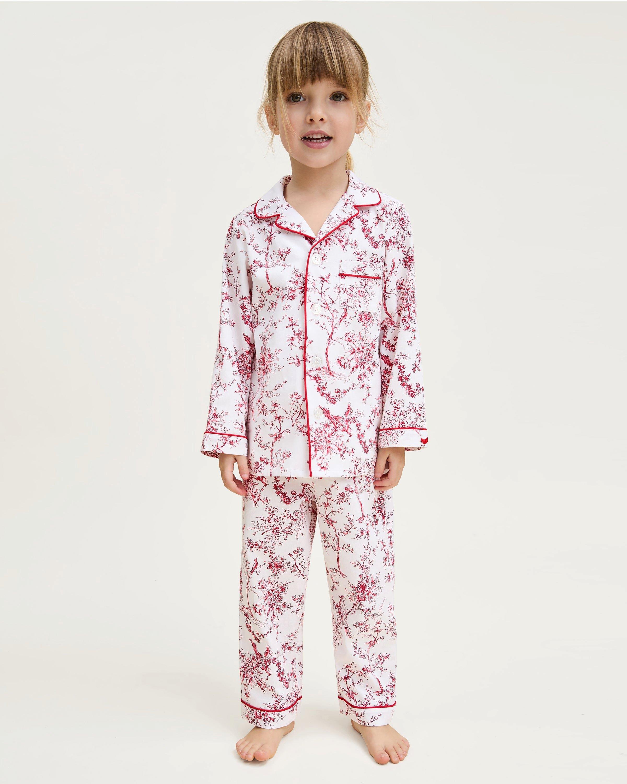 Kid's Twill Pajama Set in Red Timeless Toile image number 1