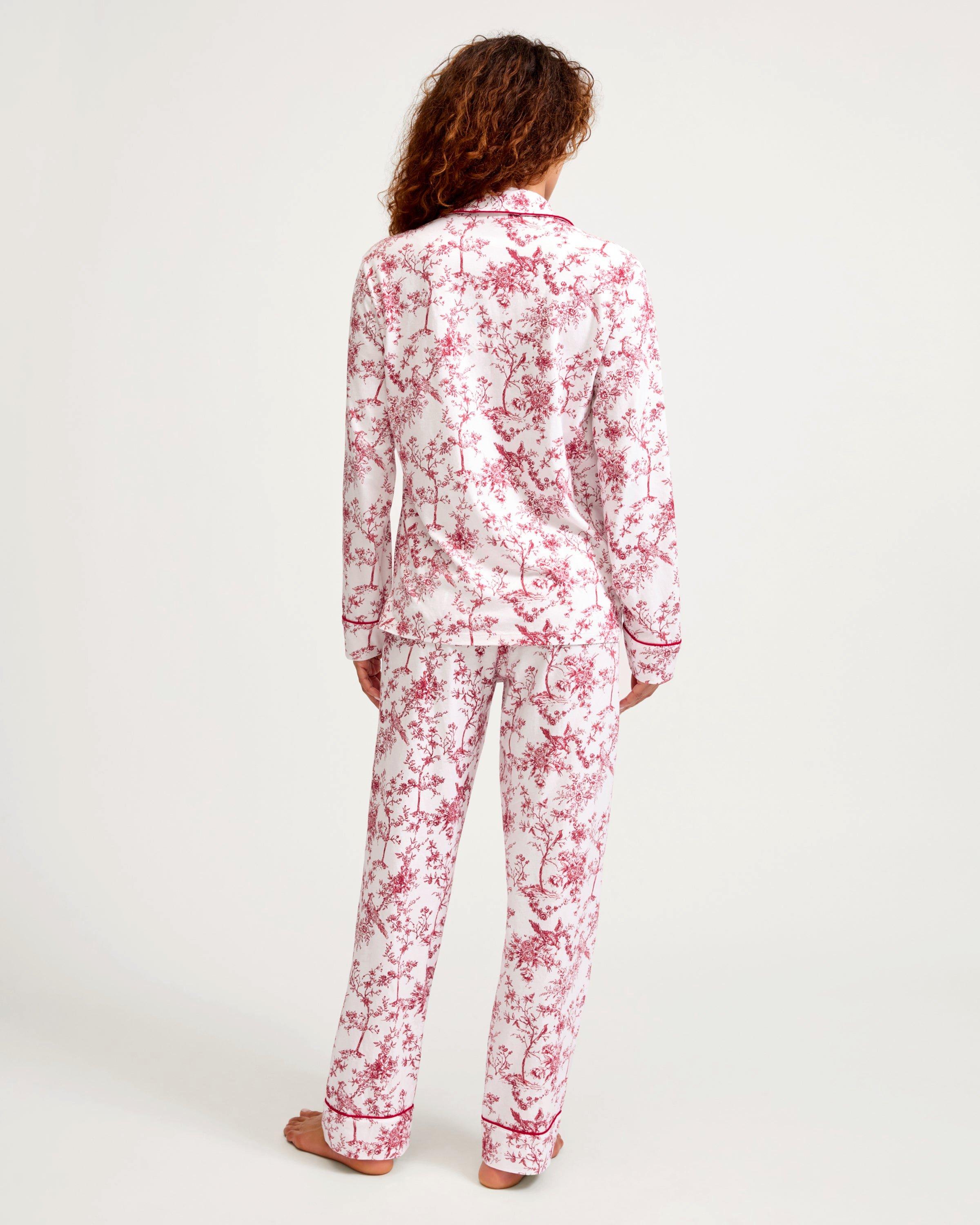 Women's Pima Pajama Set in Red Timeless Toile image number 3