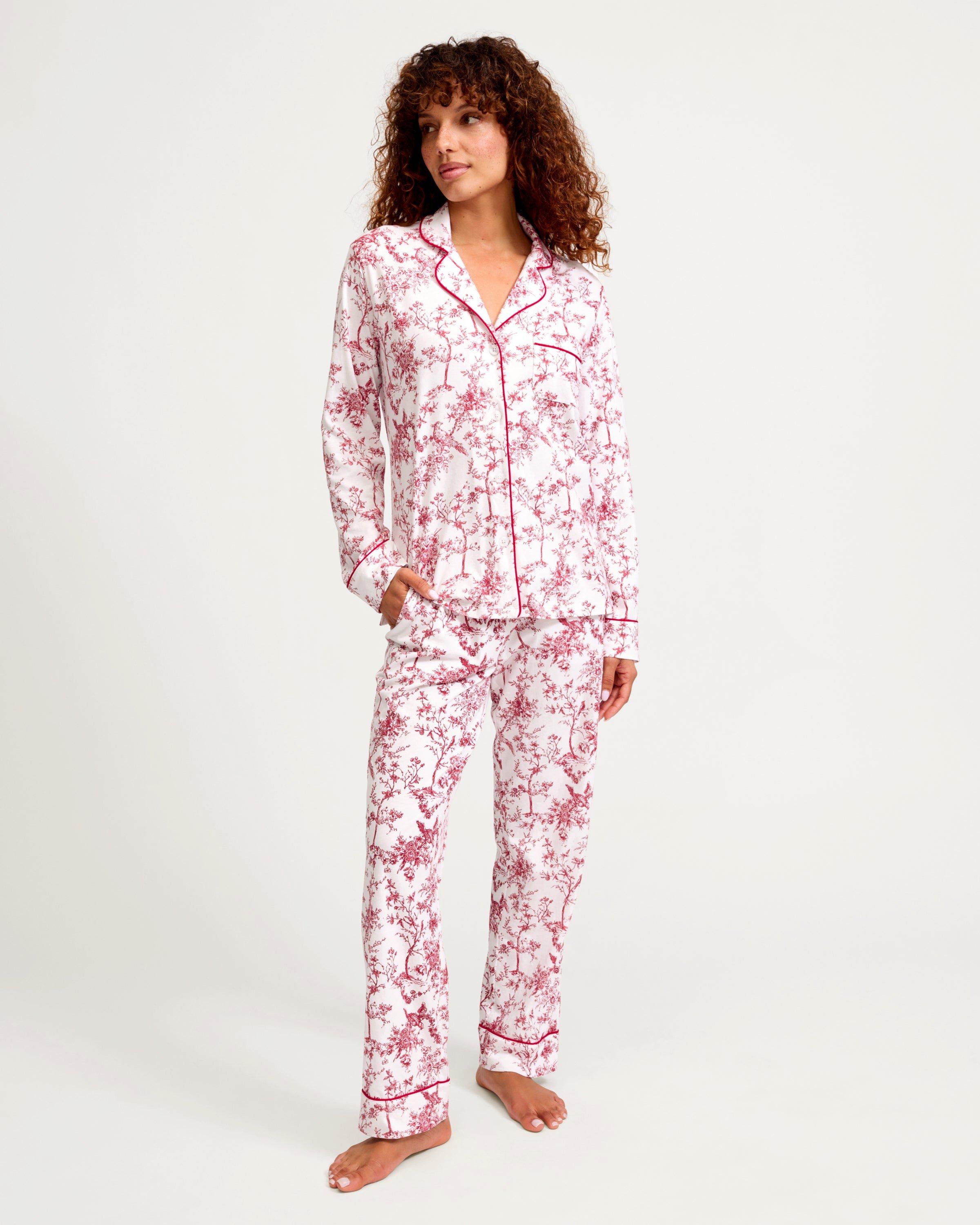 Women's Pima Pajama Set in Red Timeless Toile image number 1