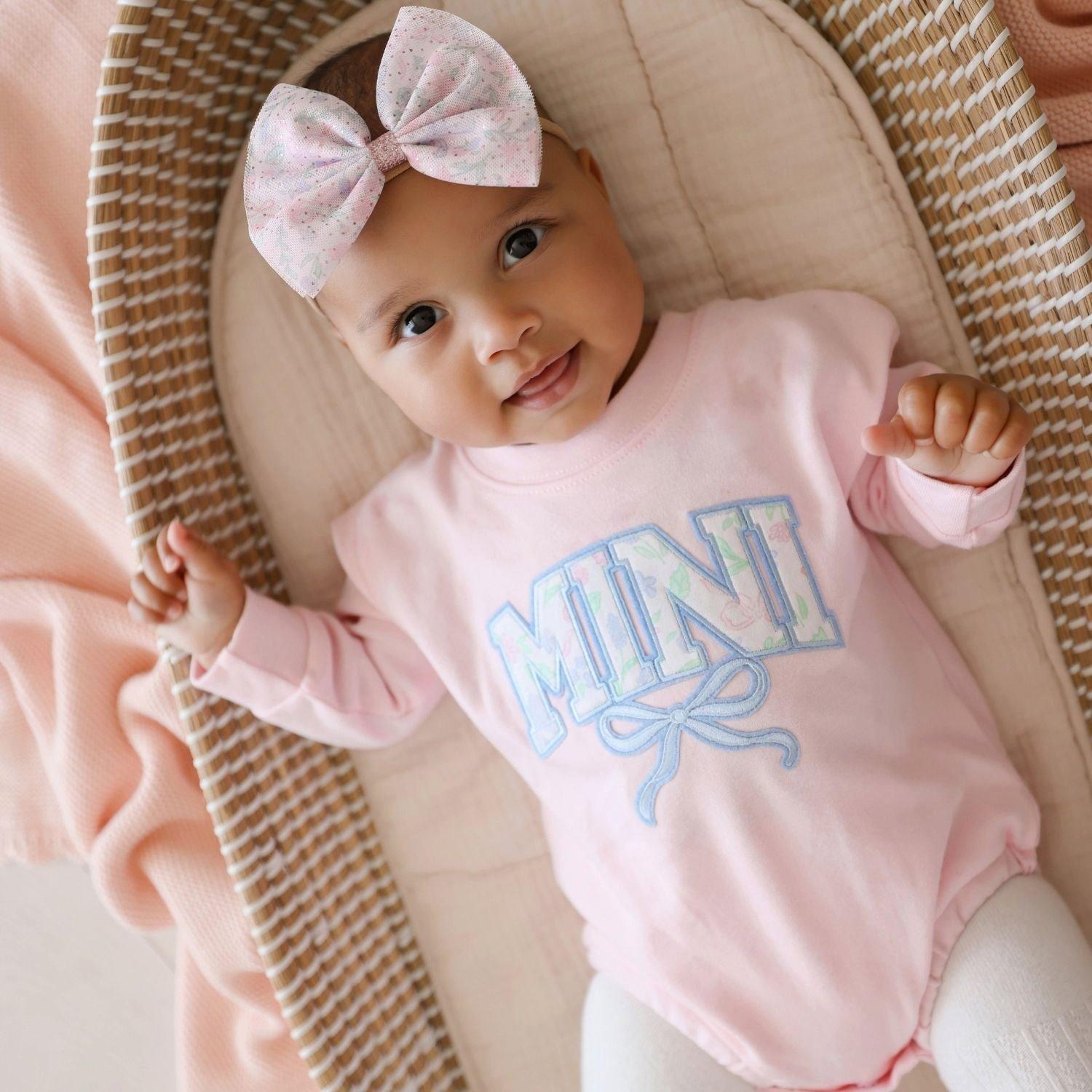 Mini Bow Patch Long Sleeve Romper image number 3