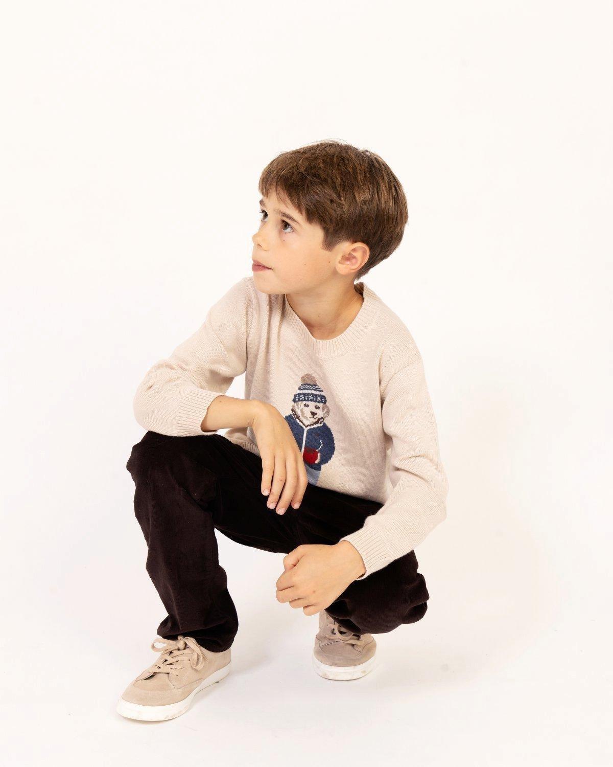 Kids Winter Pup Sweater in Beige image number 2