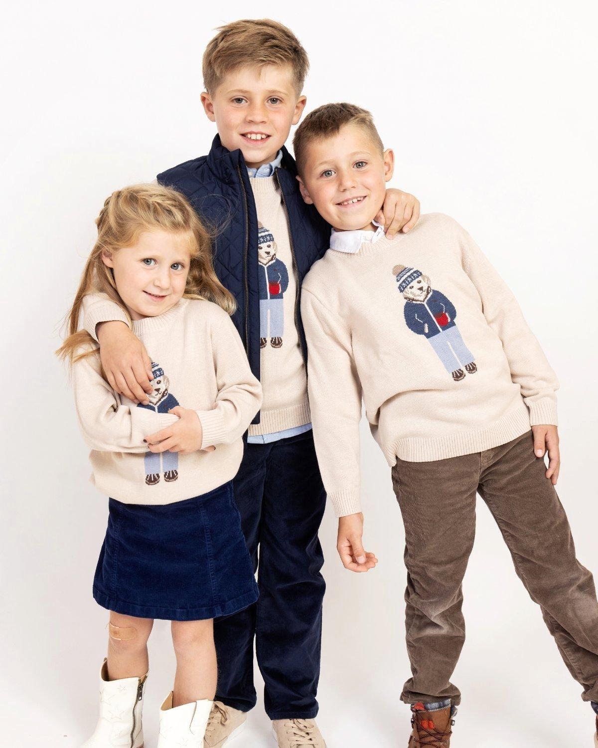 Kids Winter Pup Sweater in Beige image number 1
