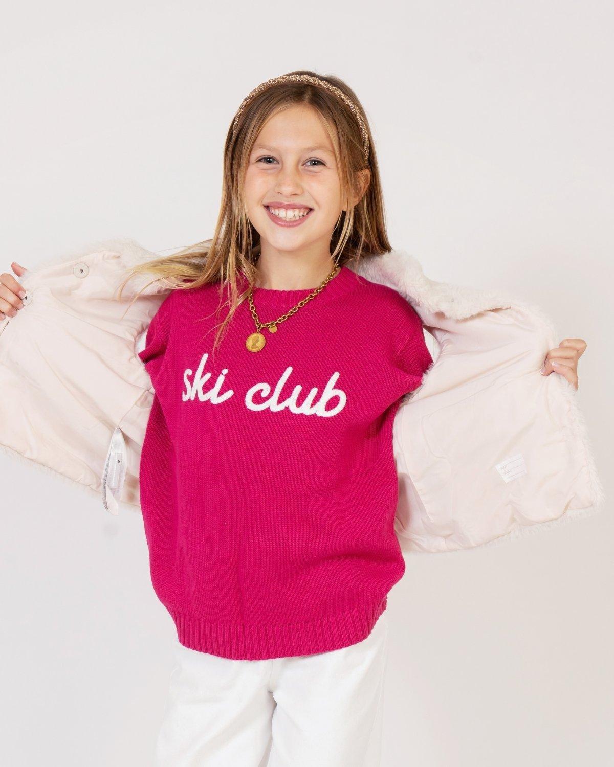Kids Ski Club Sweater in Hot Pink image number 1