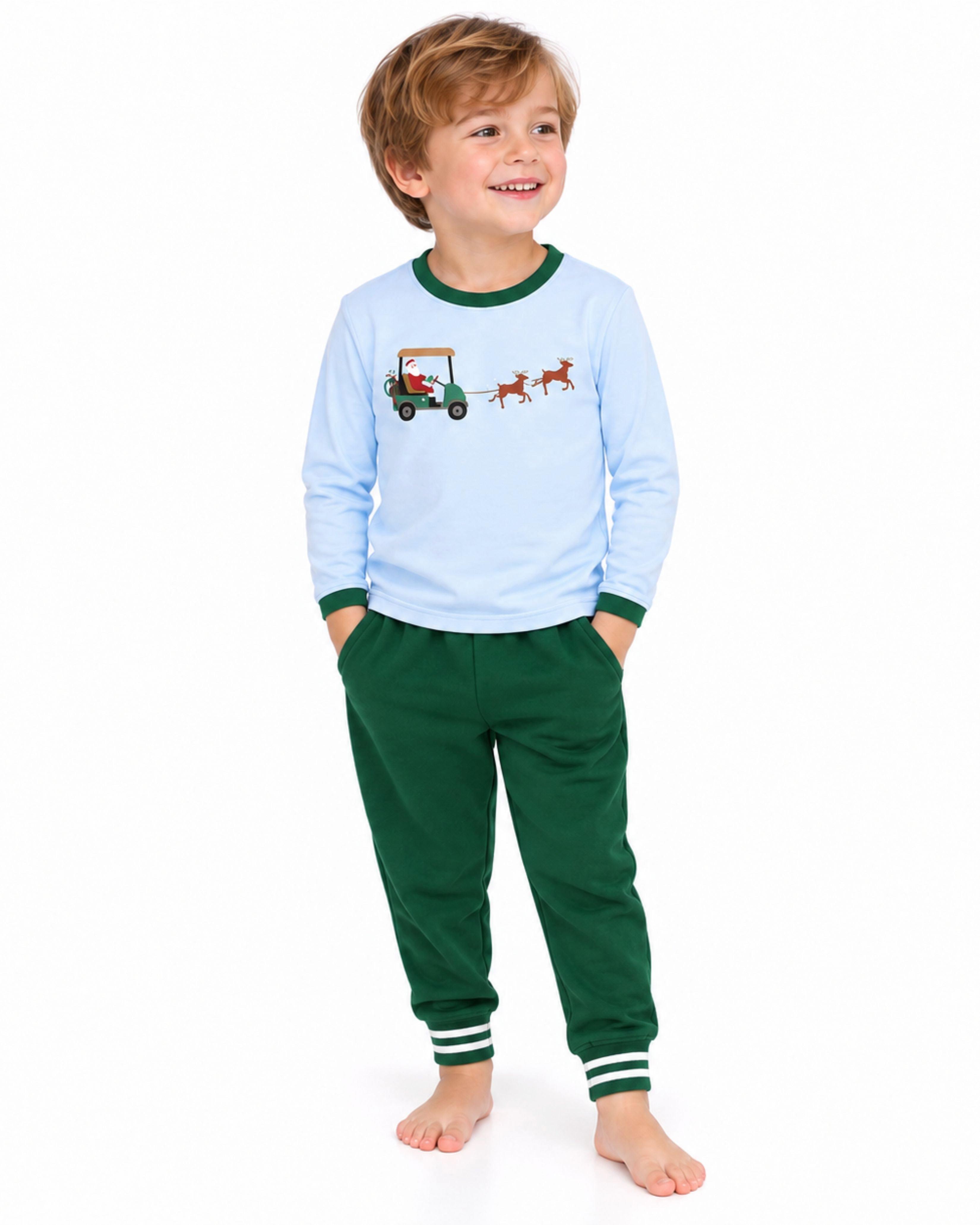 Santa's Golf Cart Long Sleeve Crewneck Shirt image number 1
