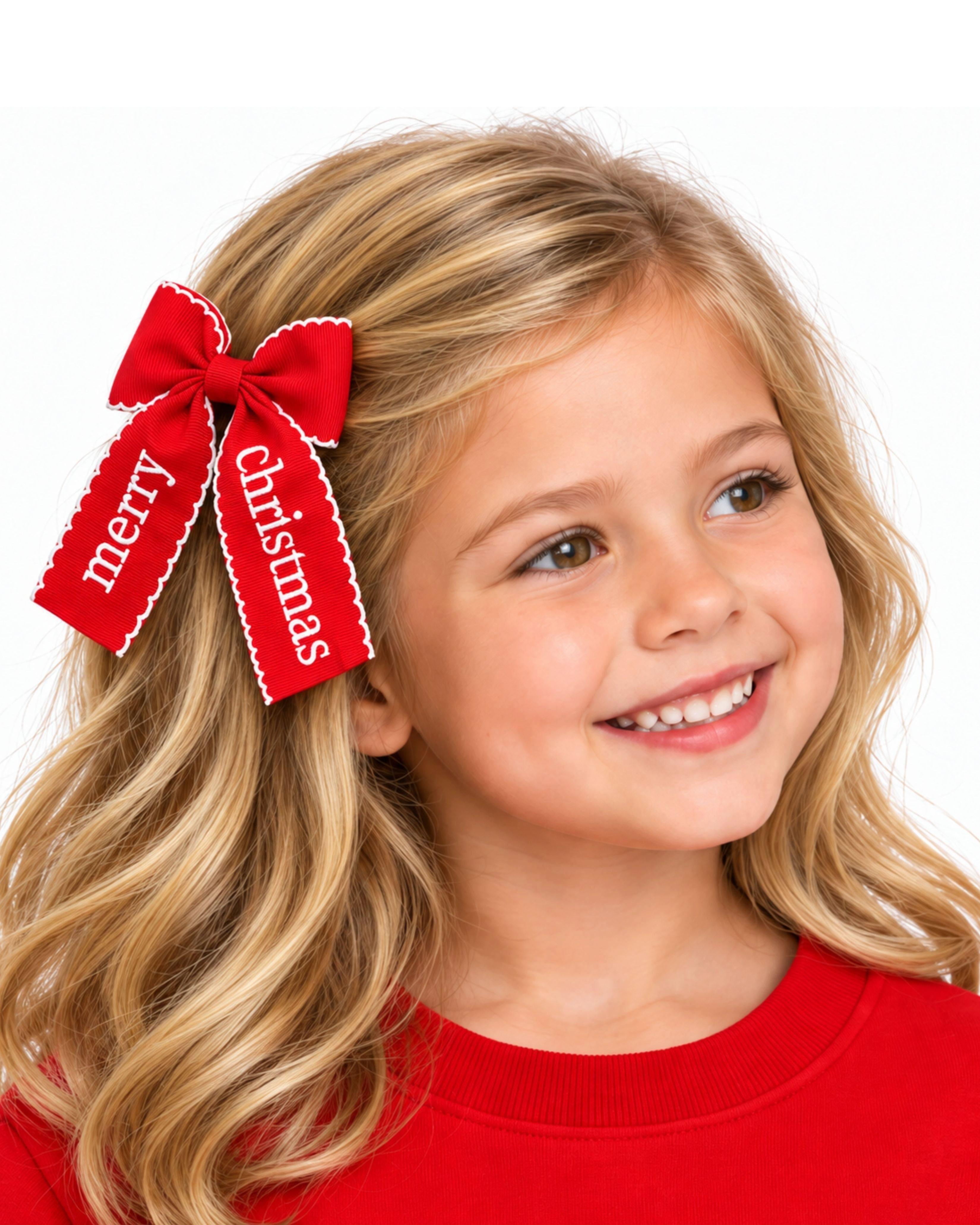 Merry Christmas Hair Bow image number 3
