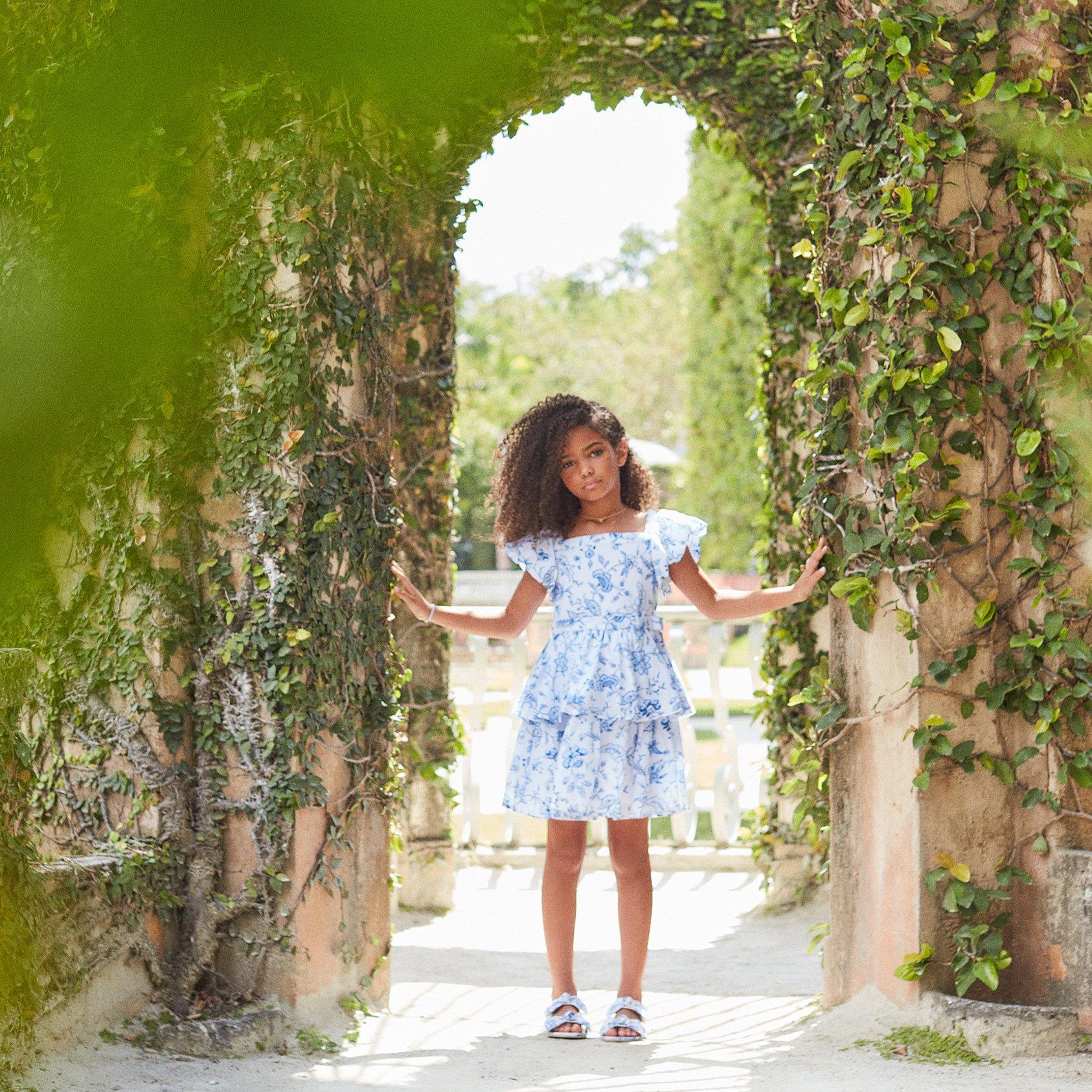 Floral Tiered Bubble Sleeve Dress image number 2