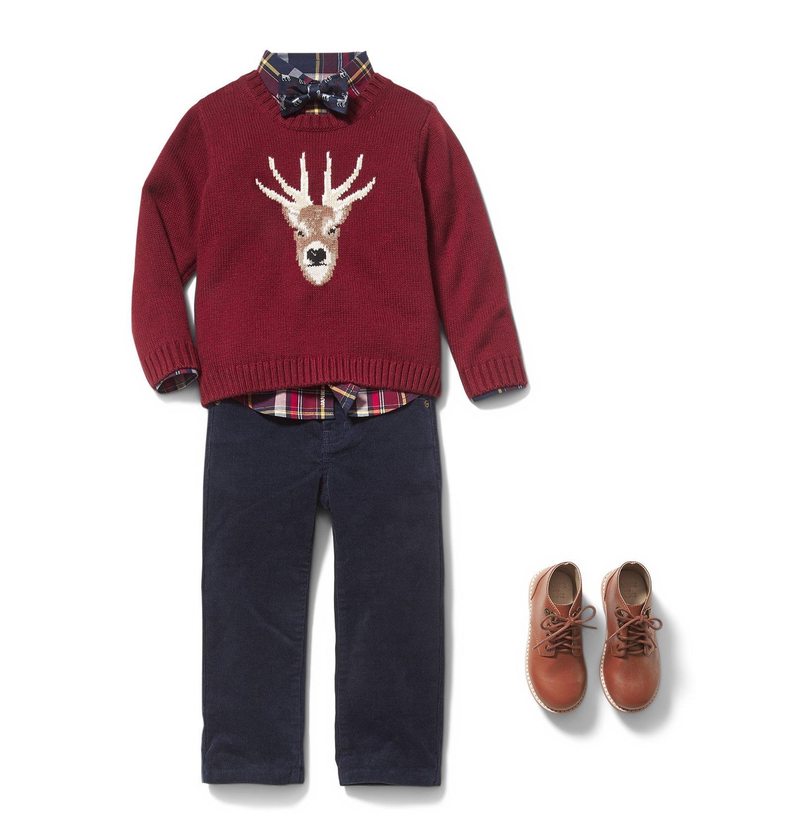 Boy Burgundy Reindeer Pullover by Janie and Jack