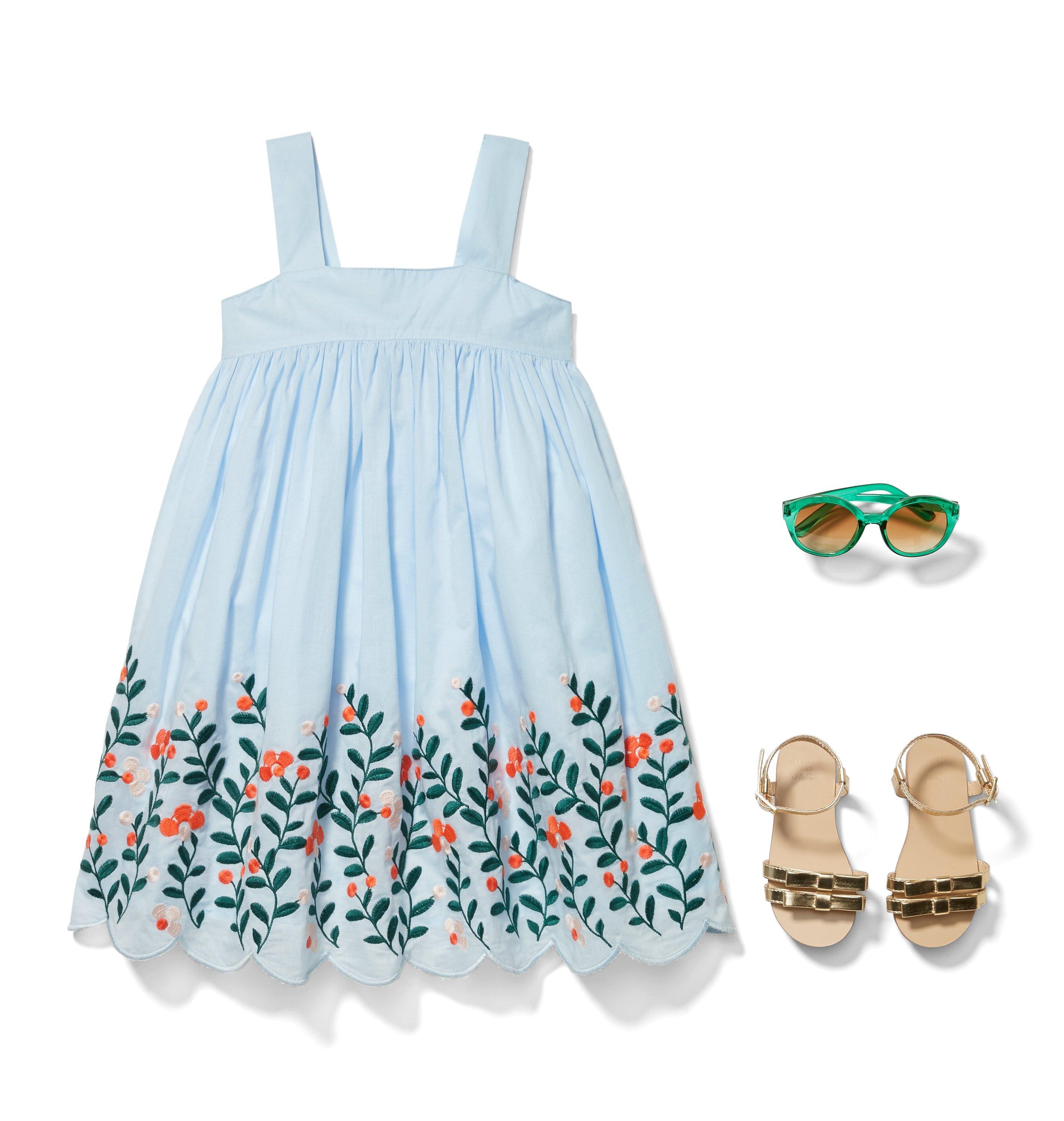 Embroidered Floral Border Dress  image number 1