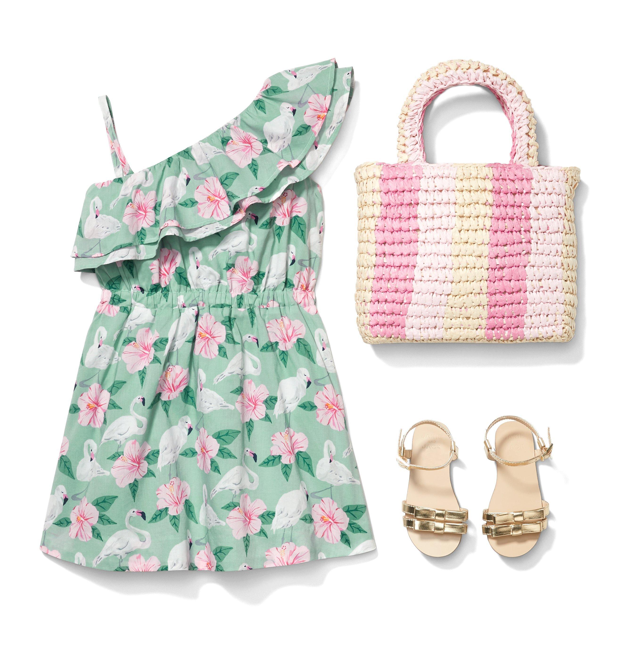 Flamingo Hibiscus Ruffle Dress image number 1