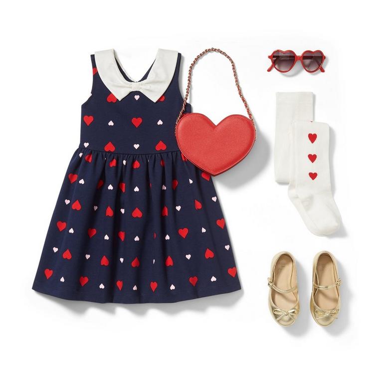 Girl Navy Heart Print Dress by Janie and Jack