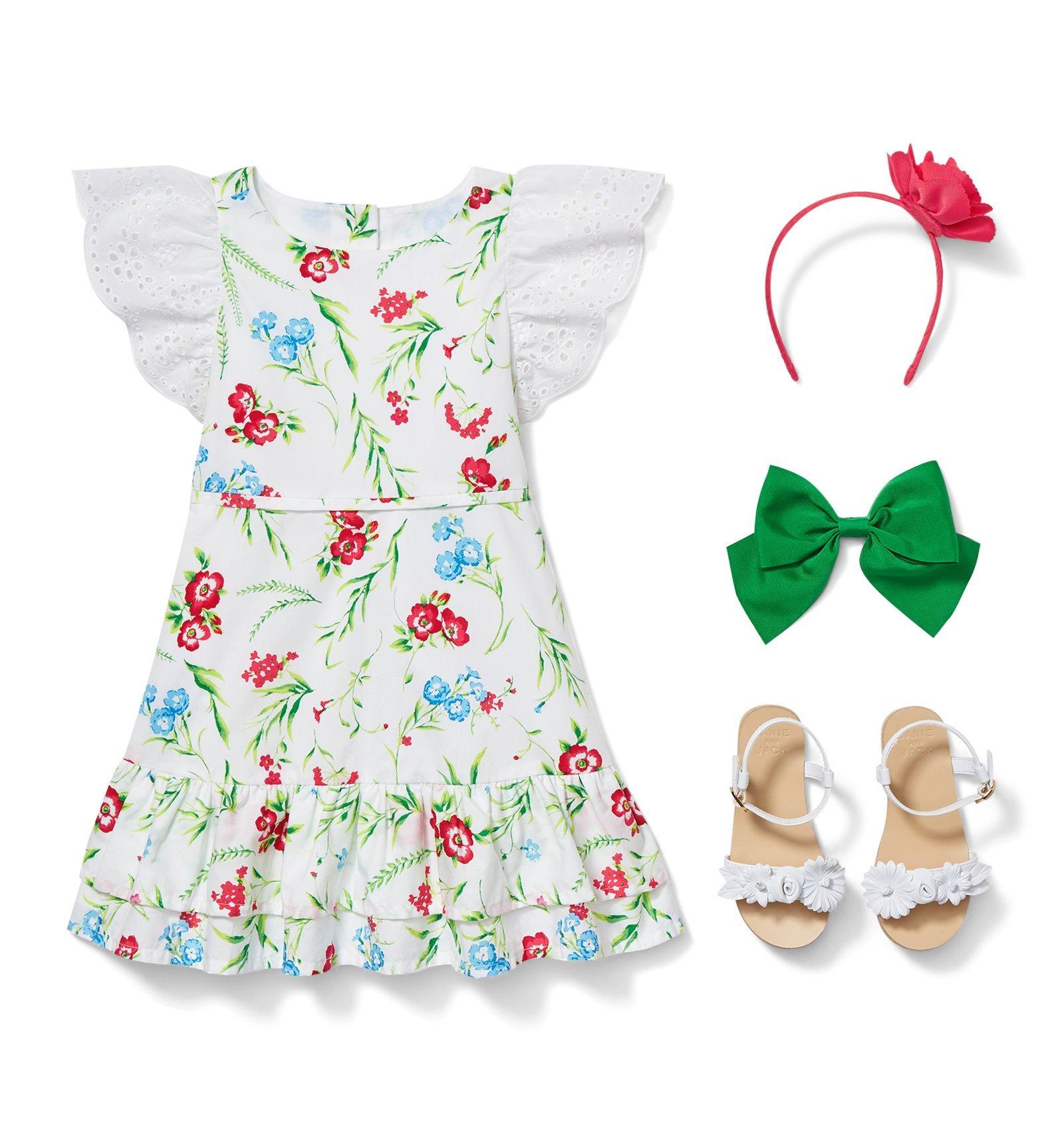 Eyelet Sleeve Floral Dress image number 1