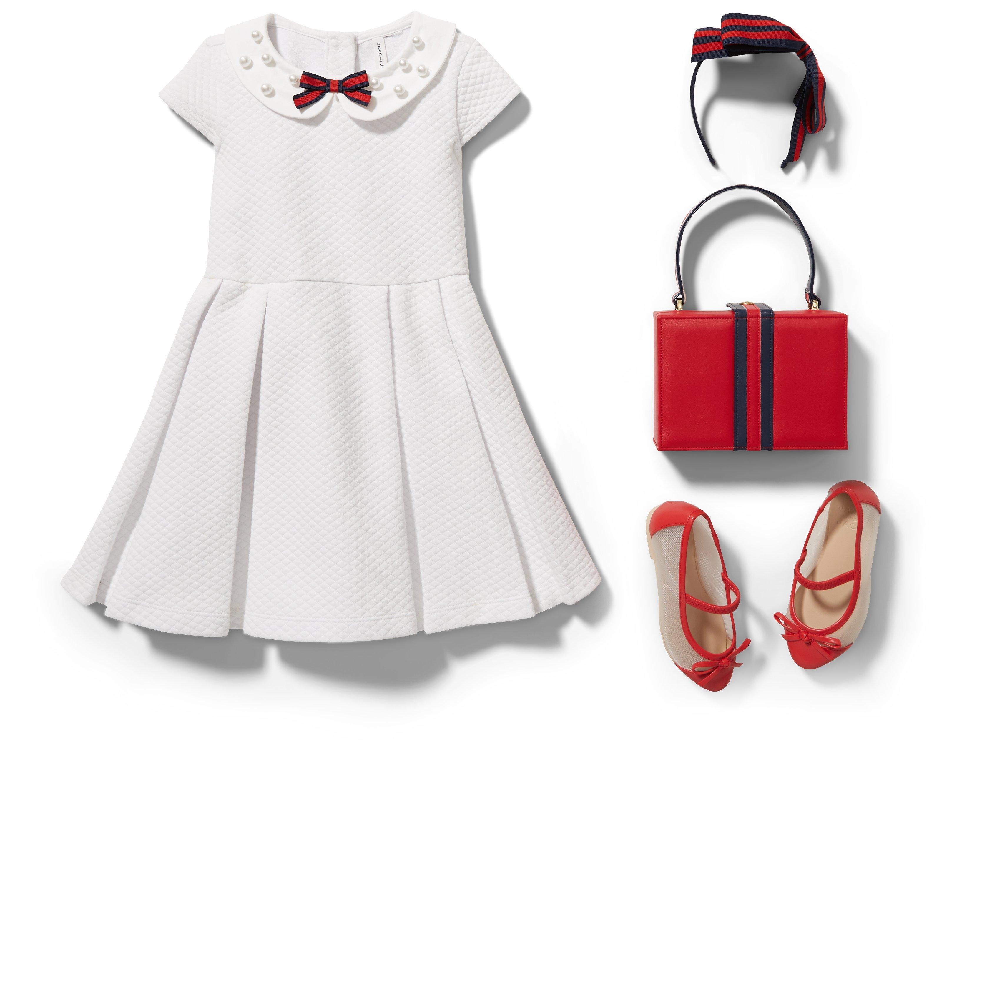Pearl Collar Jacquard Dress image number 2