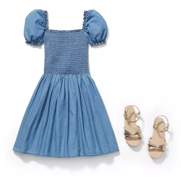 Chambray Smocked Dress image number 6