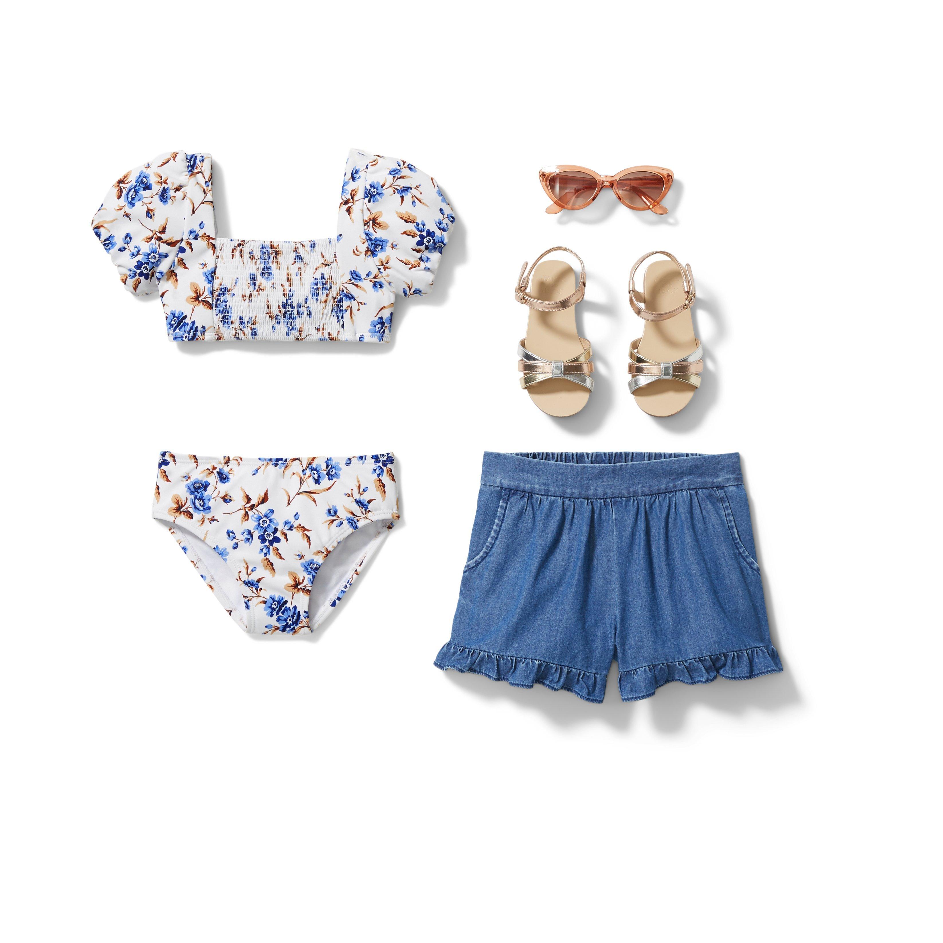 Floral Puff Sleeve 2-Piece Swimsuit image number 5