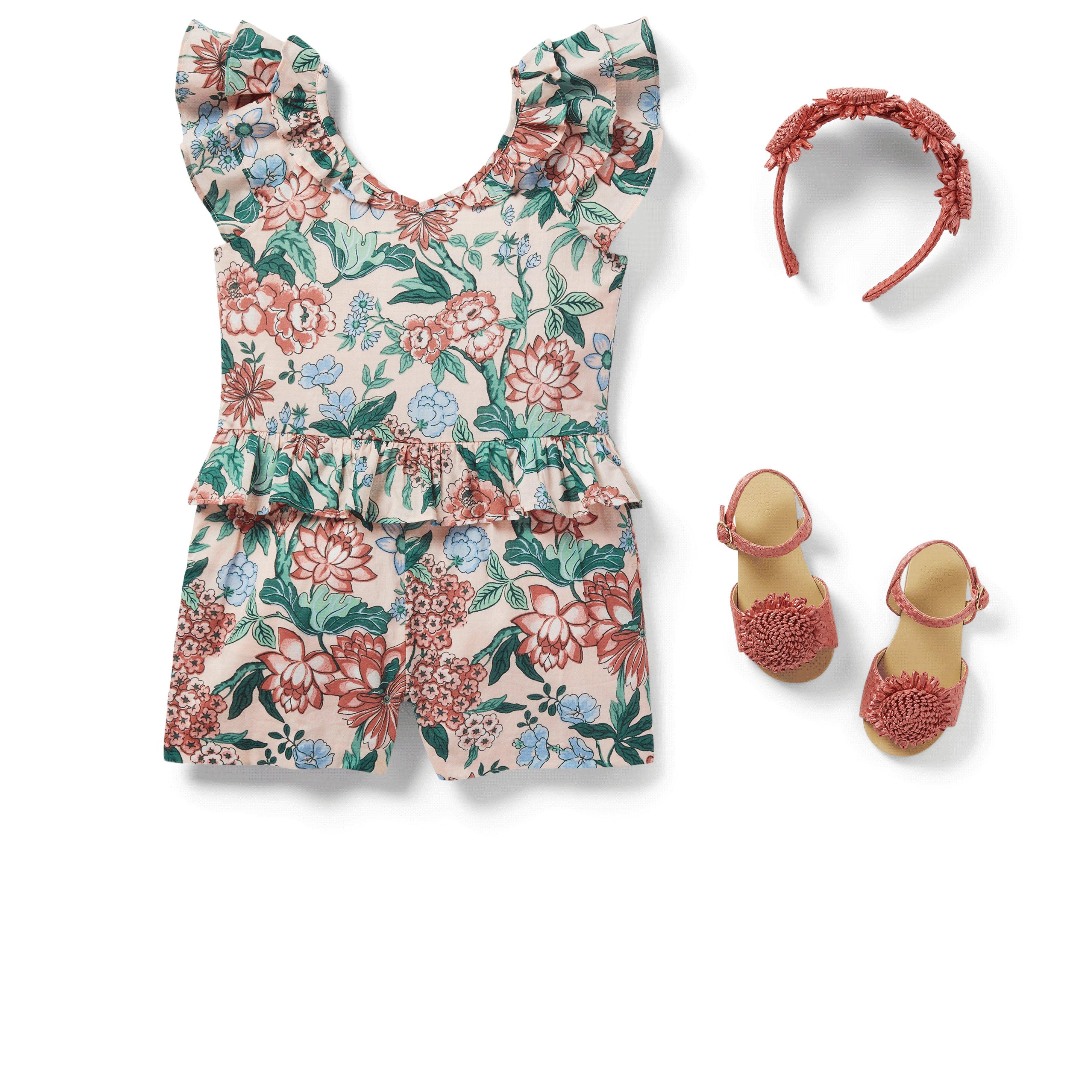 Floral Peplum Romper  image number 2