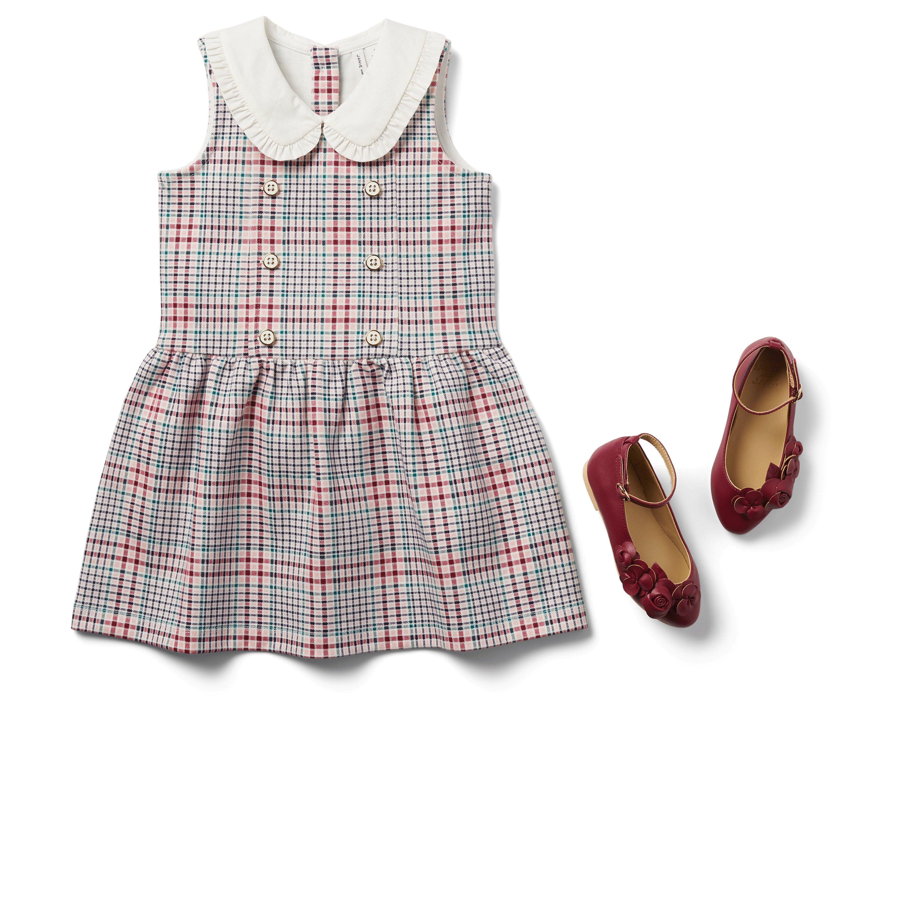 Plaid Ruffle Trim Ponte Dress image number 2