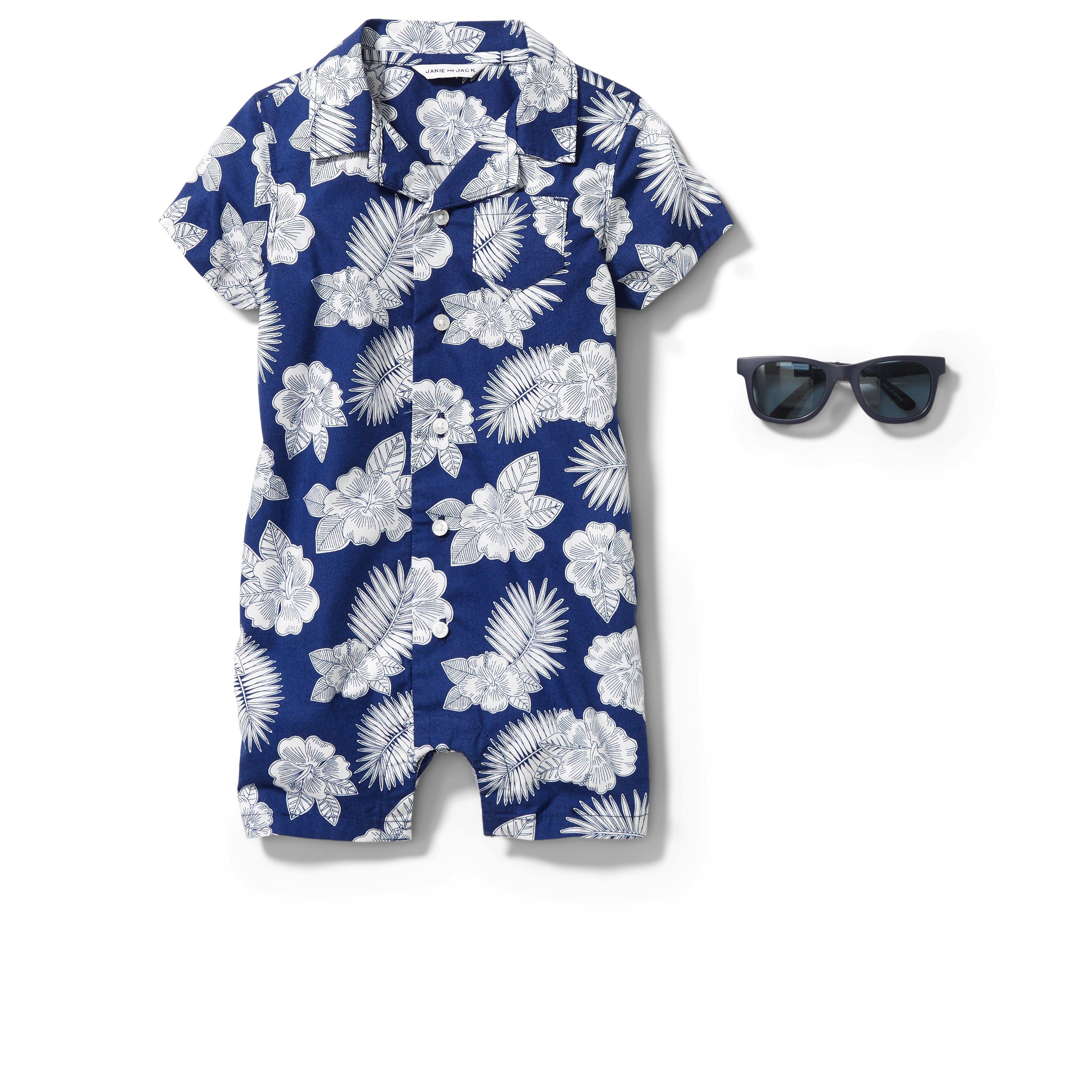 Baby Tropical Floral Polo Romper image number 3