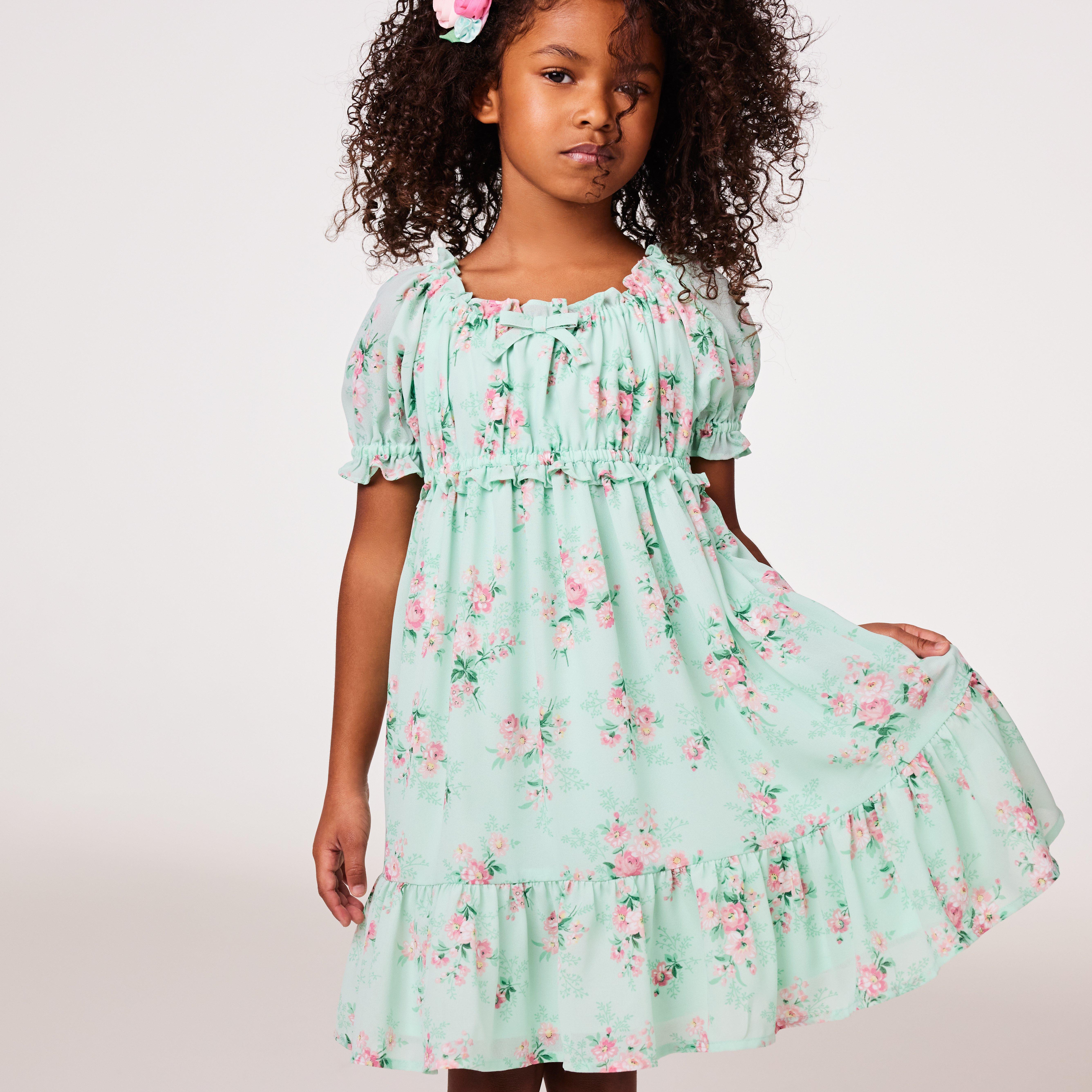 Floral Chiffon Puff Sleeve Dress image number 6