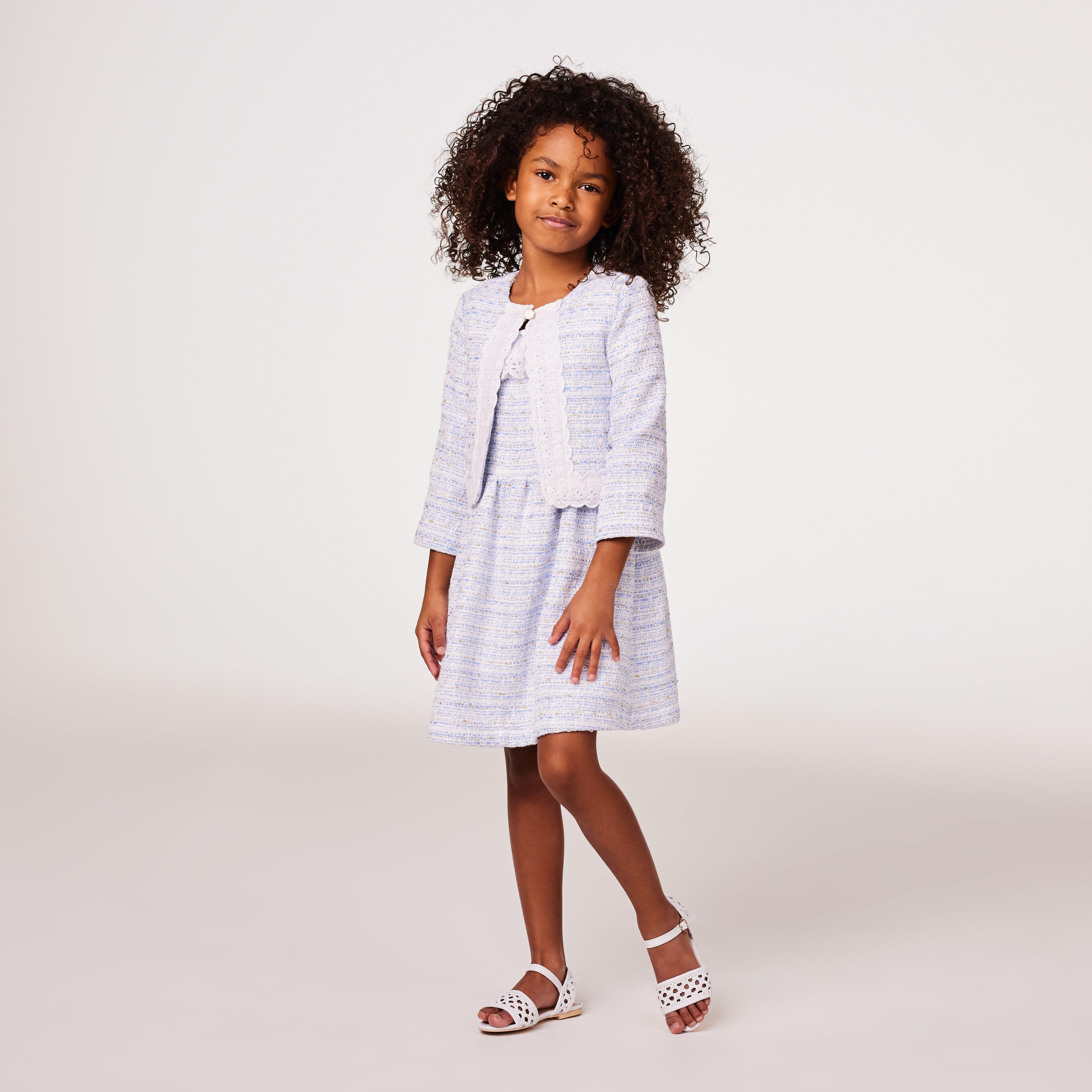 Eyelet Trim Boucle Dress image number 6